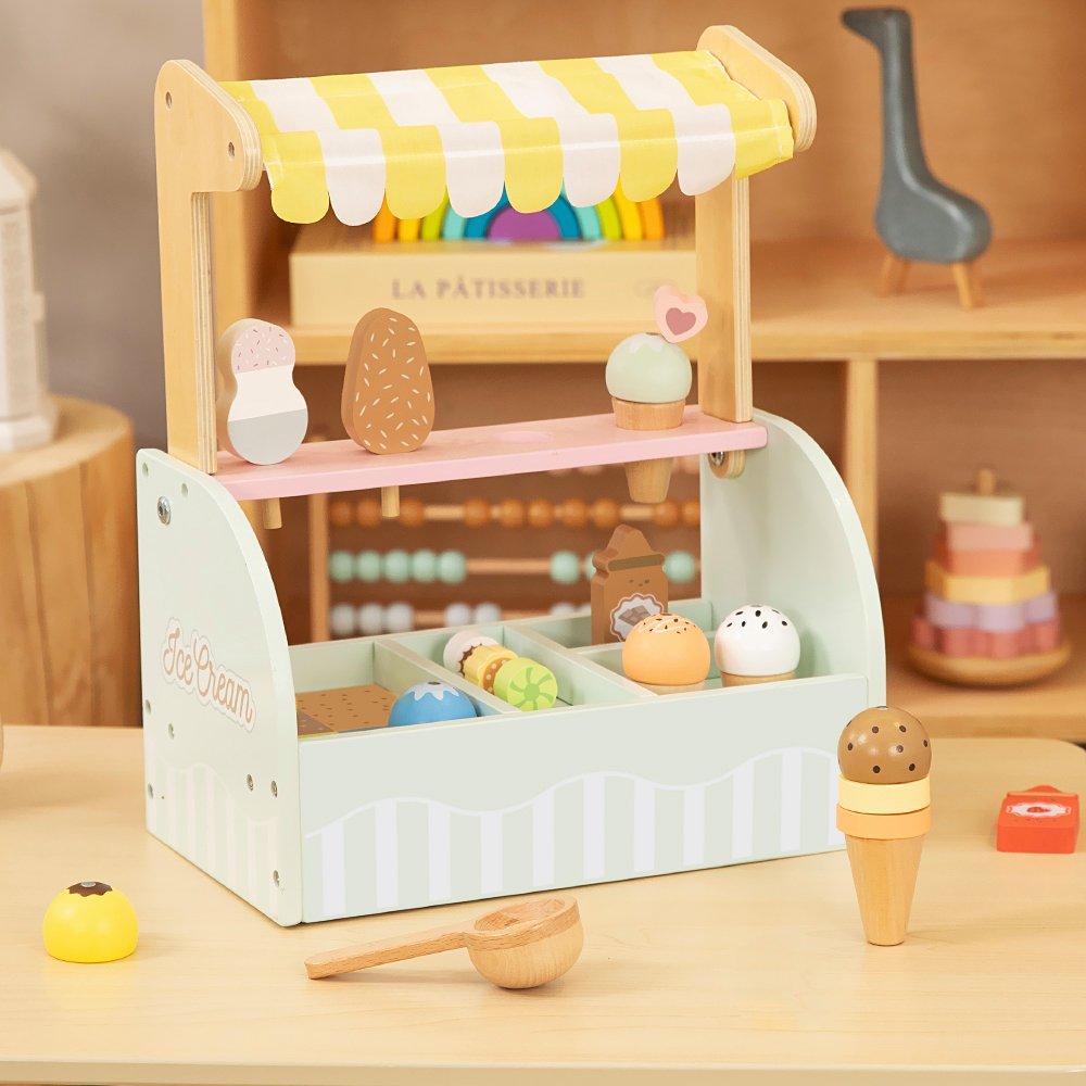 Multi - Tooky Toy - Wooden Ice Cream Parlour Playset - 3