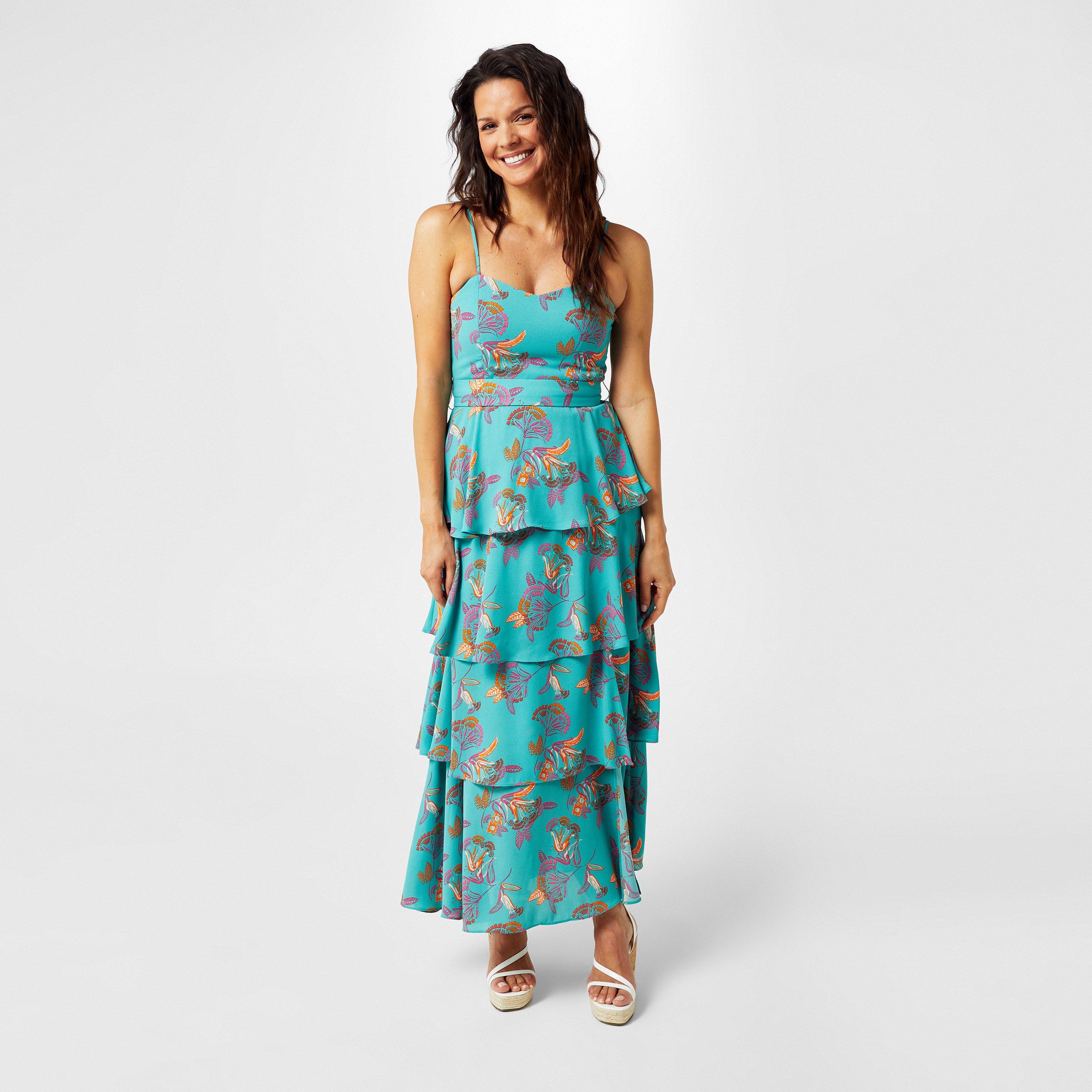Biba Women's Tiered Maxi Dress - Fan Lily - 8 (XS)