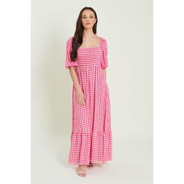 Be You Shirred Shirred Puff Sleeve Midi Dress