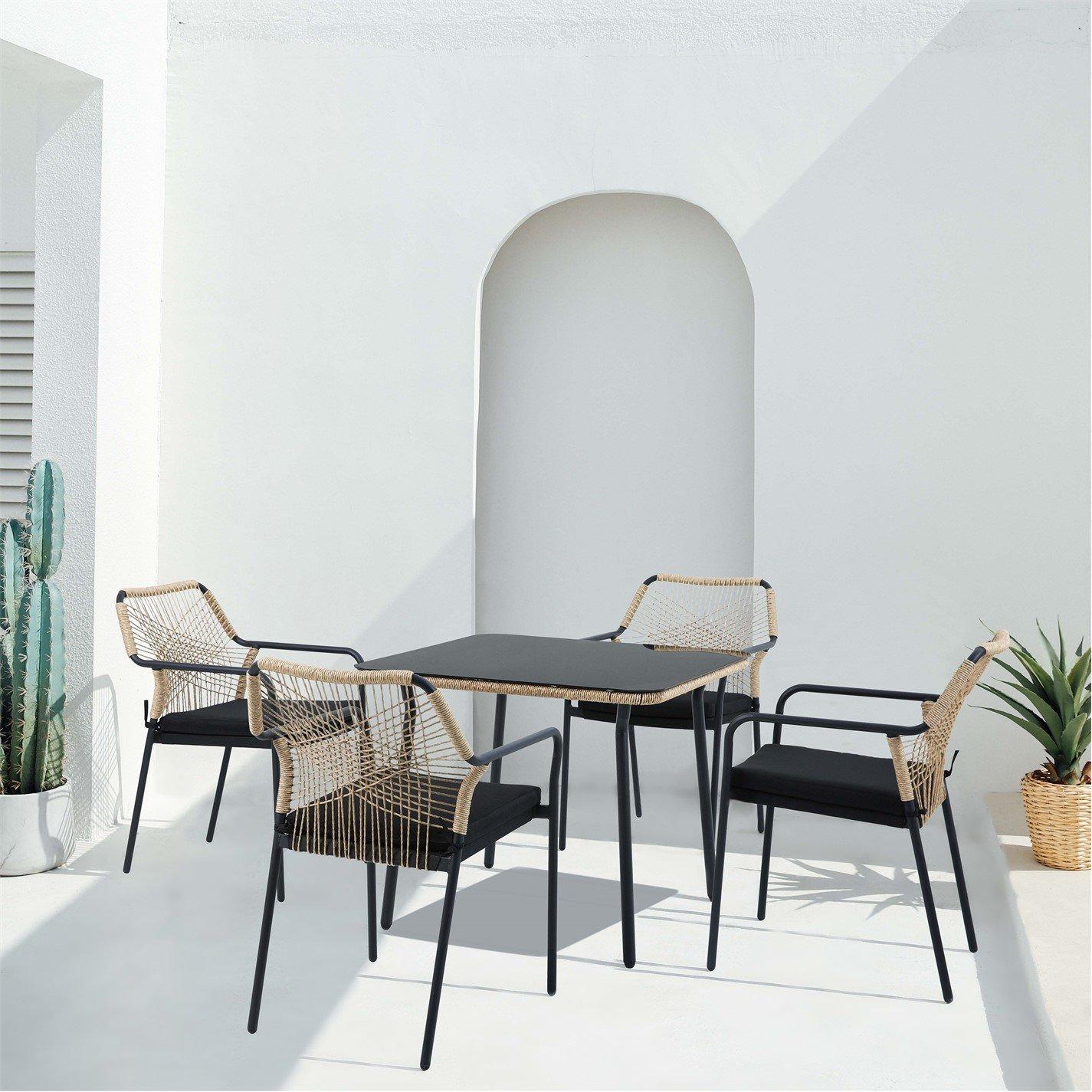 Black / Natural - Studio - Lisbon 5 Piece Dining Set - 1