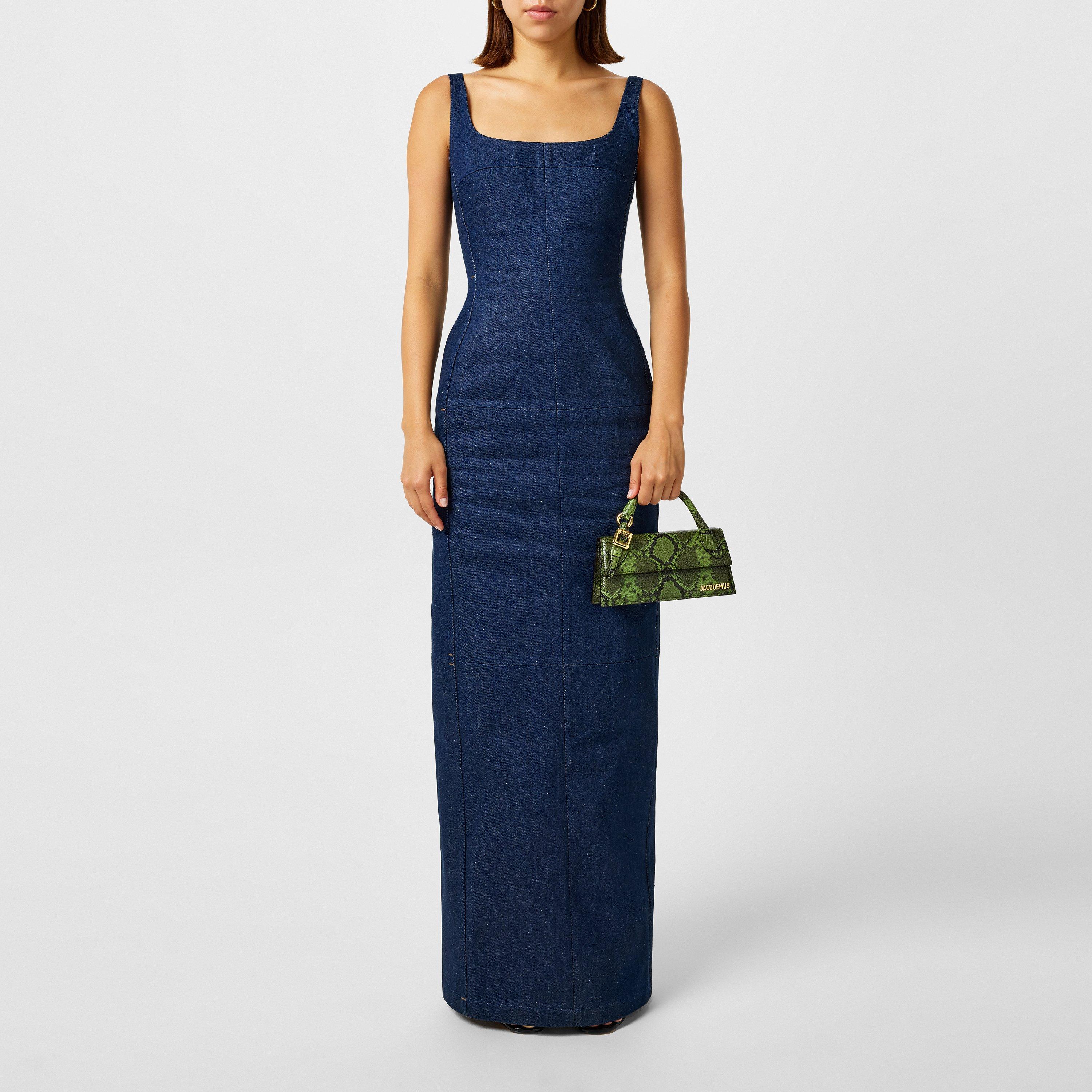 jacquemus denim dress The Triangle de-Nmes denim dress by JACQUEMUS