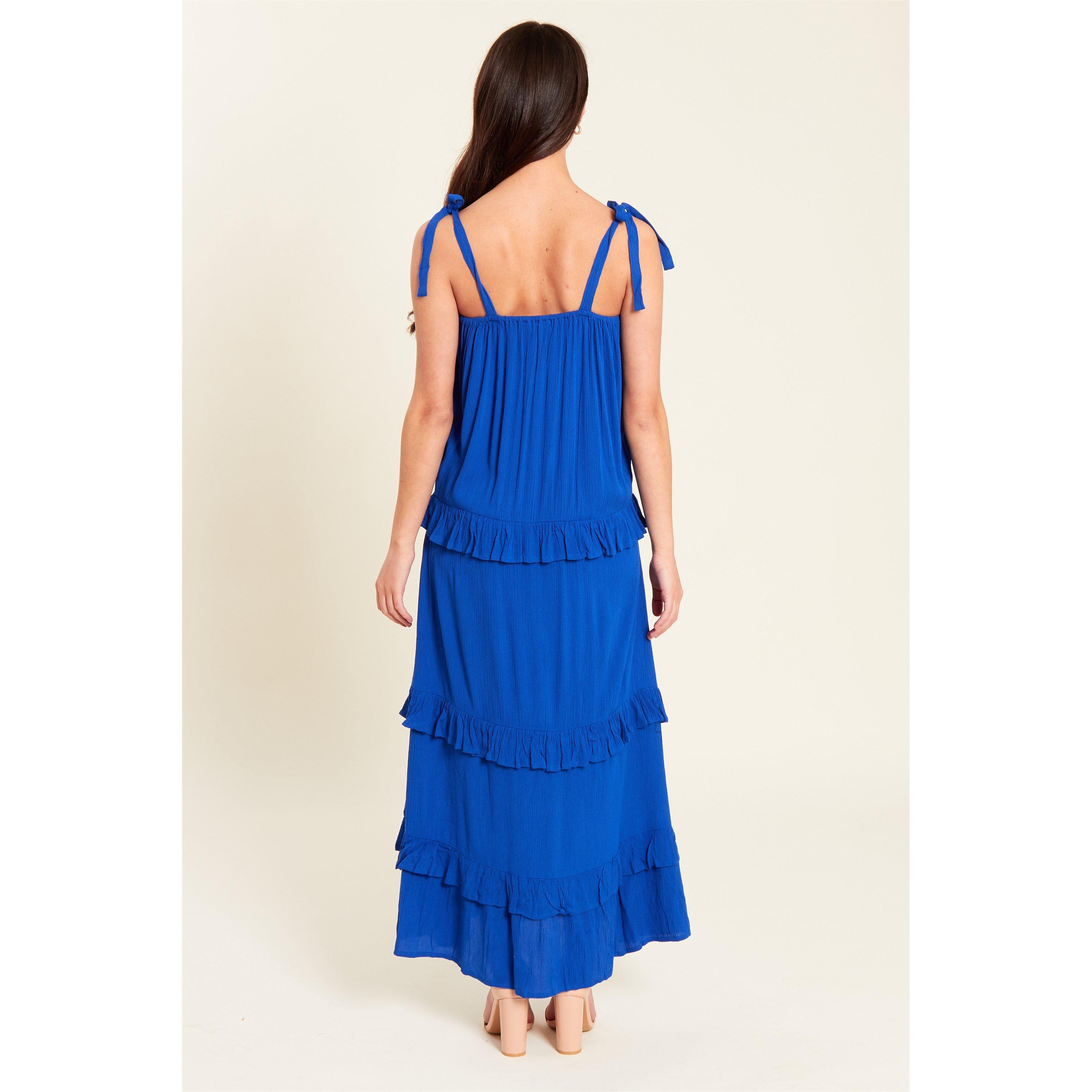 Blue - Be You - Strappy Tiered Crinkle Maxi Dress - 2