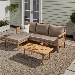 Studio Acacia Wood Capri Corner Sofa and Table Set