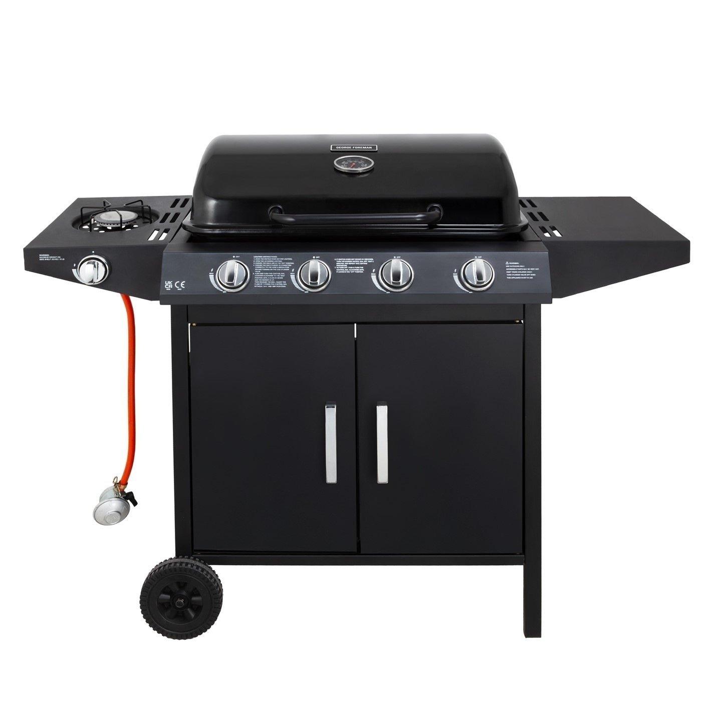 Black - George Foreman - George Foreman 4 Burner BBQ with sideplate - 3