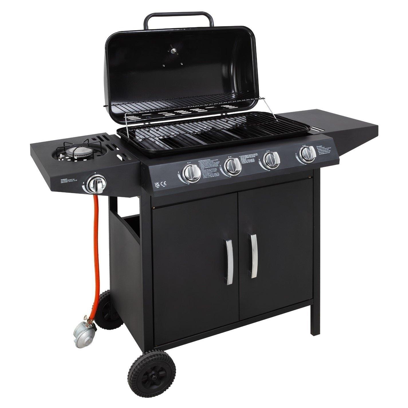 Black - George Foreman - George Foreman 4 Burner BBQ with sideplate - 5