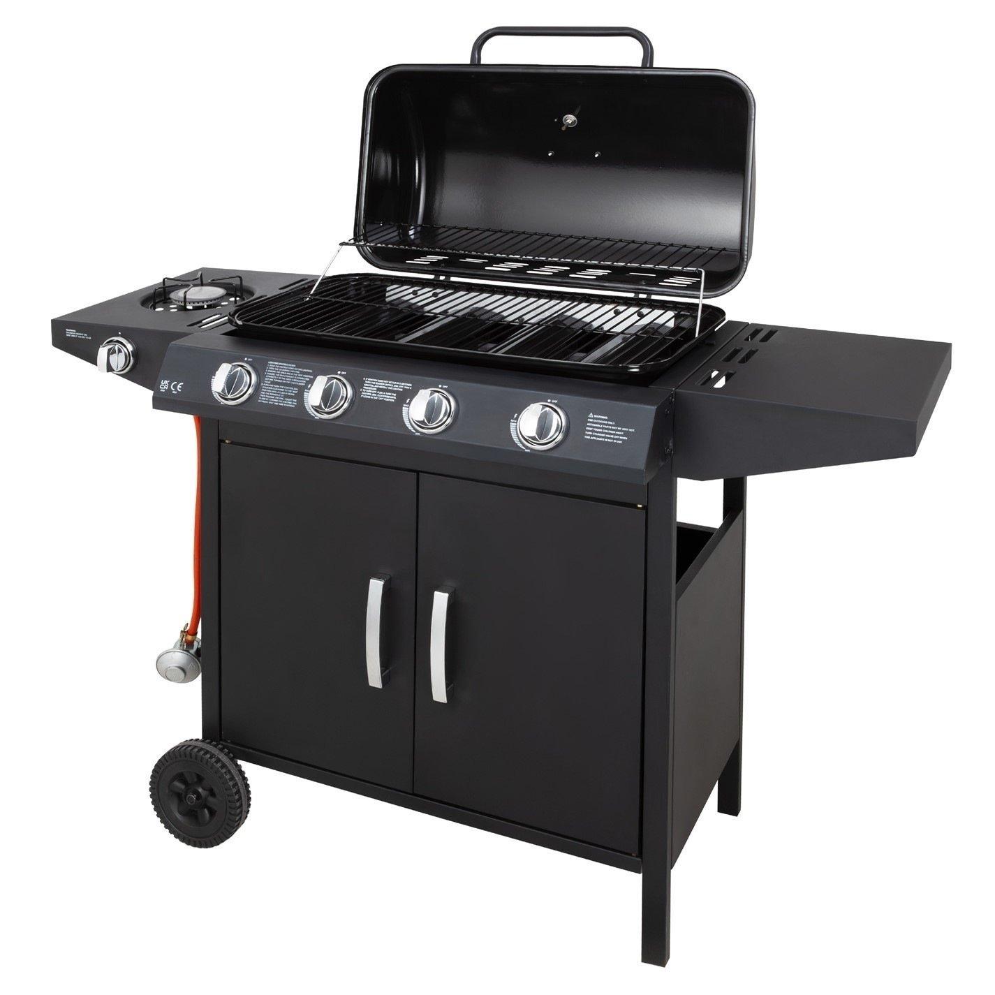 Black - George Foreman - George Foreman 4 Burner BBQ with sideplate - 6