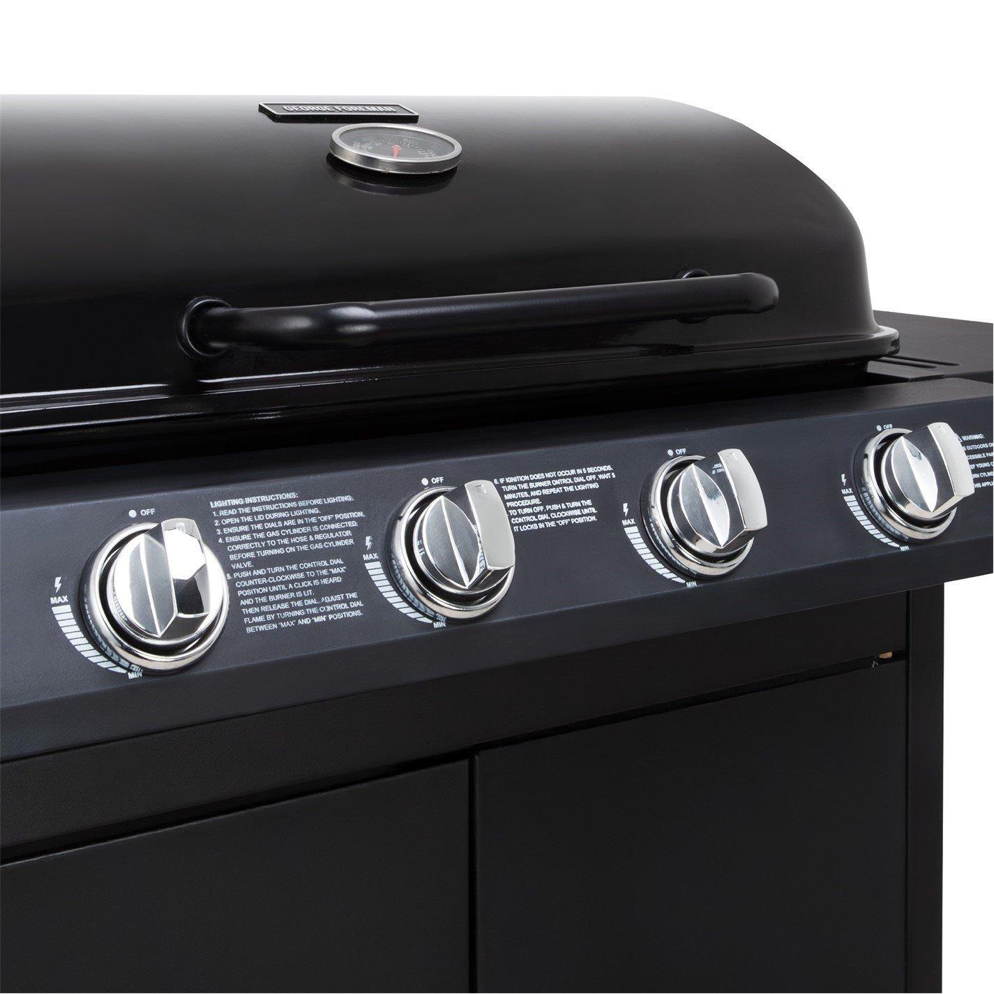 Black - George Foreman - George Foreman 4 Burner BBQ with sideplate - 8