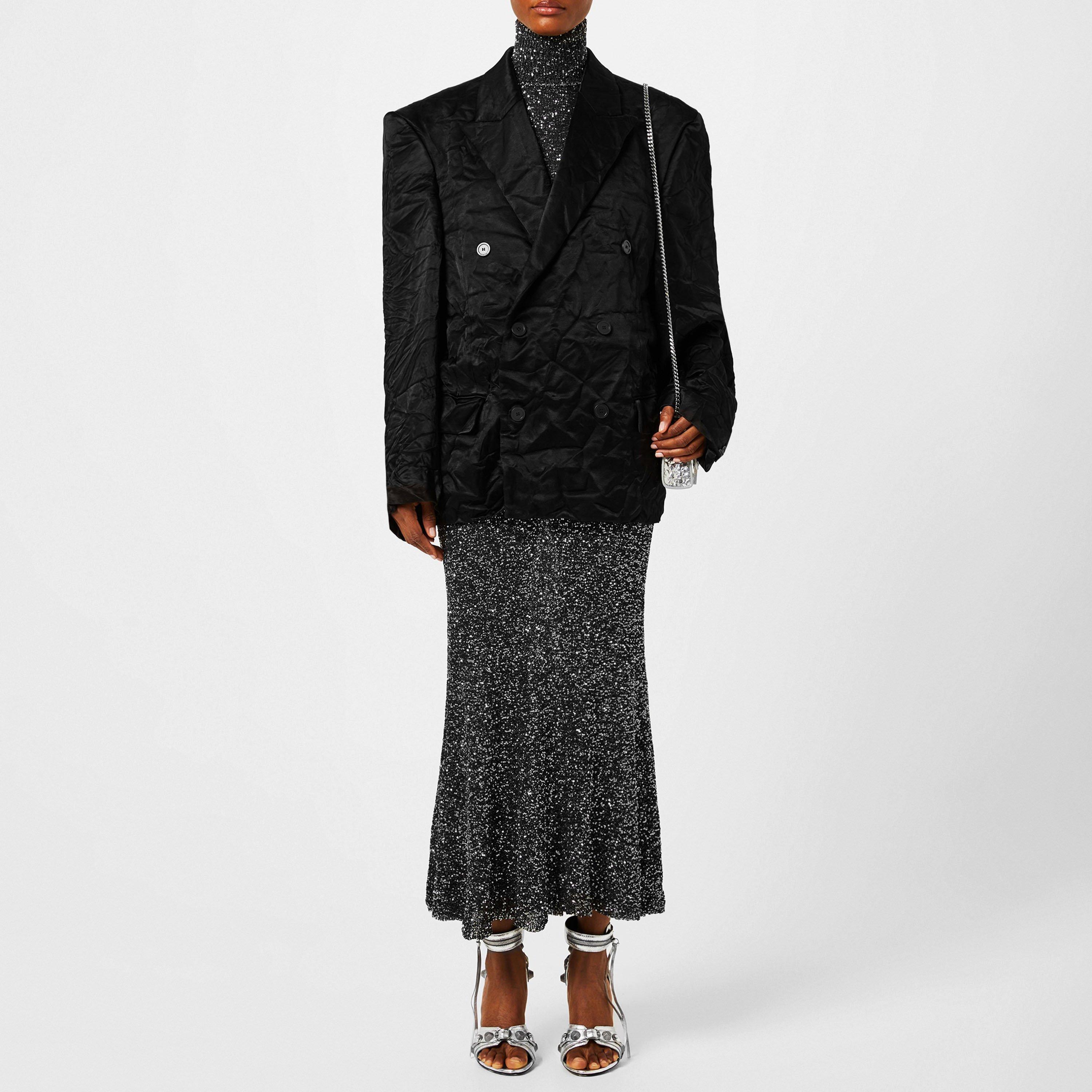 Black/Silver - Balenciaga - Sequinned Long Dress - 1