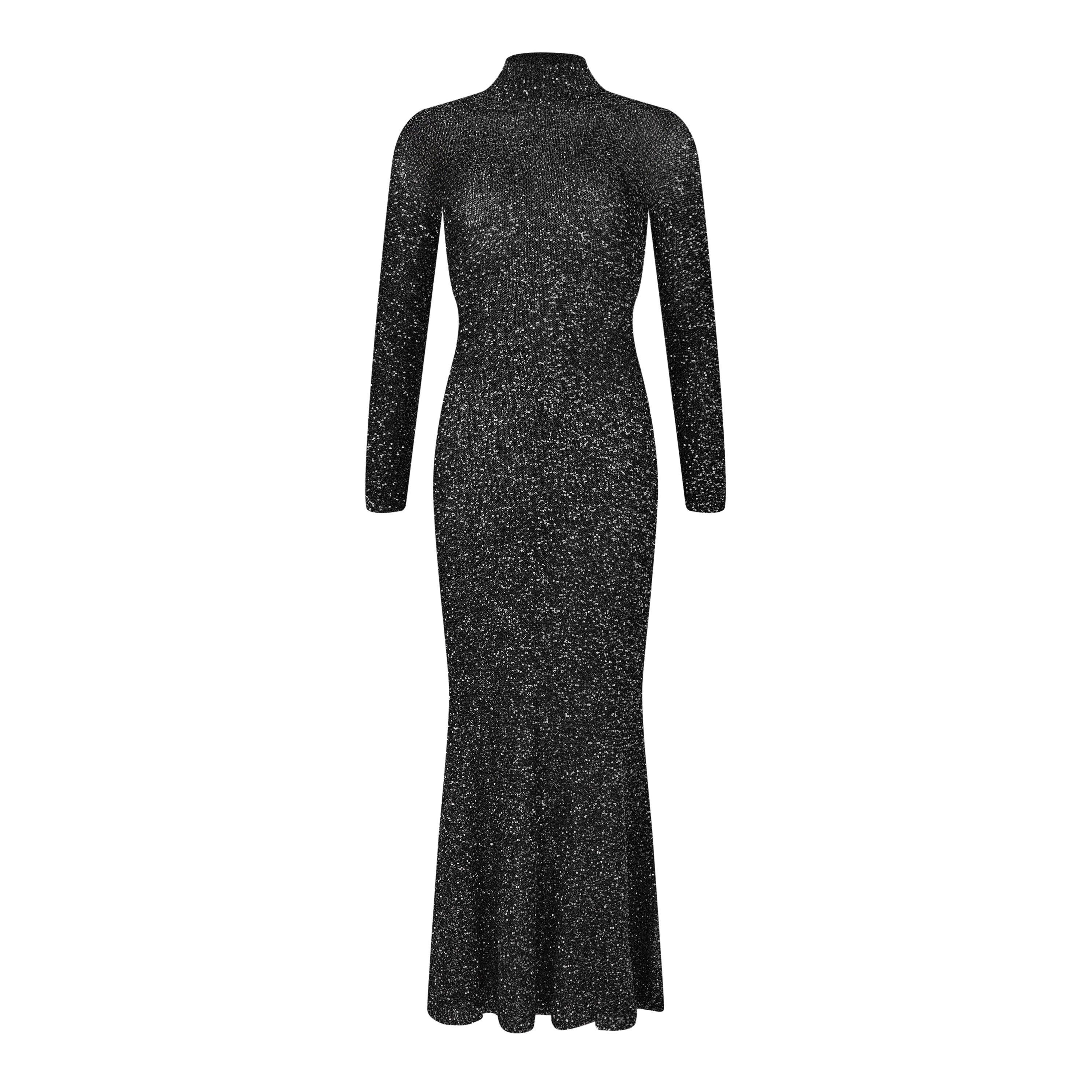 Black/Silver - Balenciaga - Sequinned Long Dress - 5