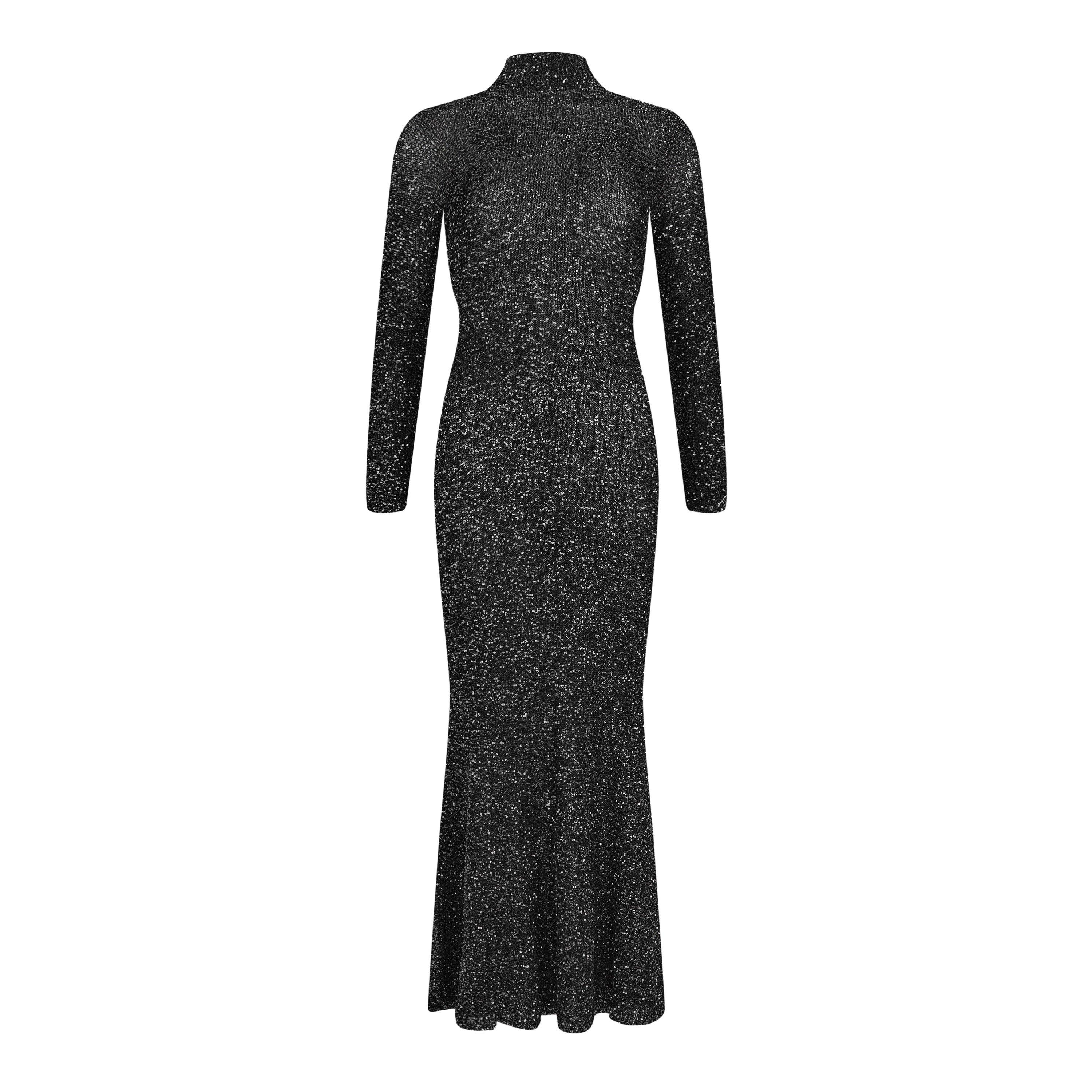 Black/Silver - Balenciaga - Sequinned Long Dress - 6