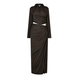 Bottega Veneta Long Sleeve Maxi Dress With Metal Knot