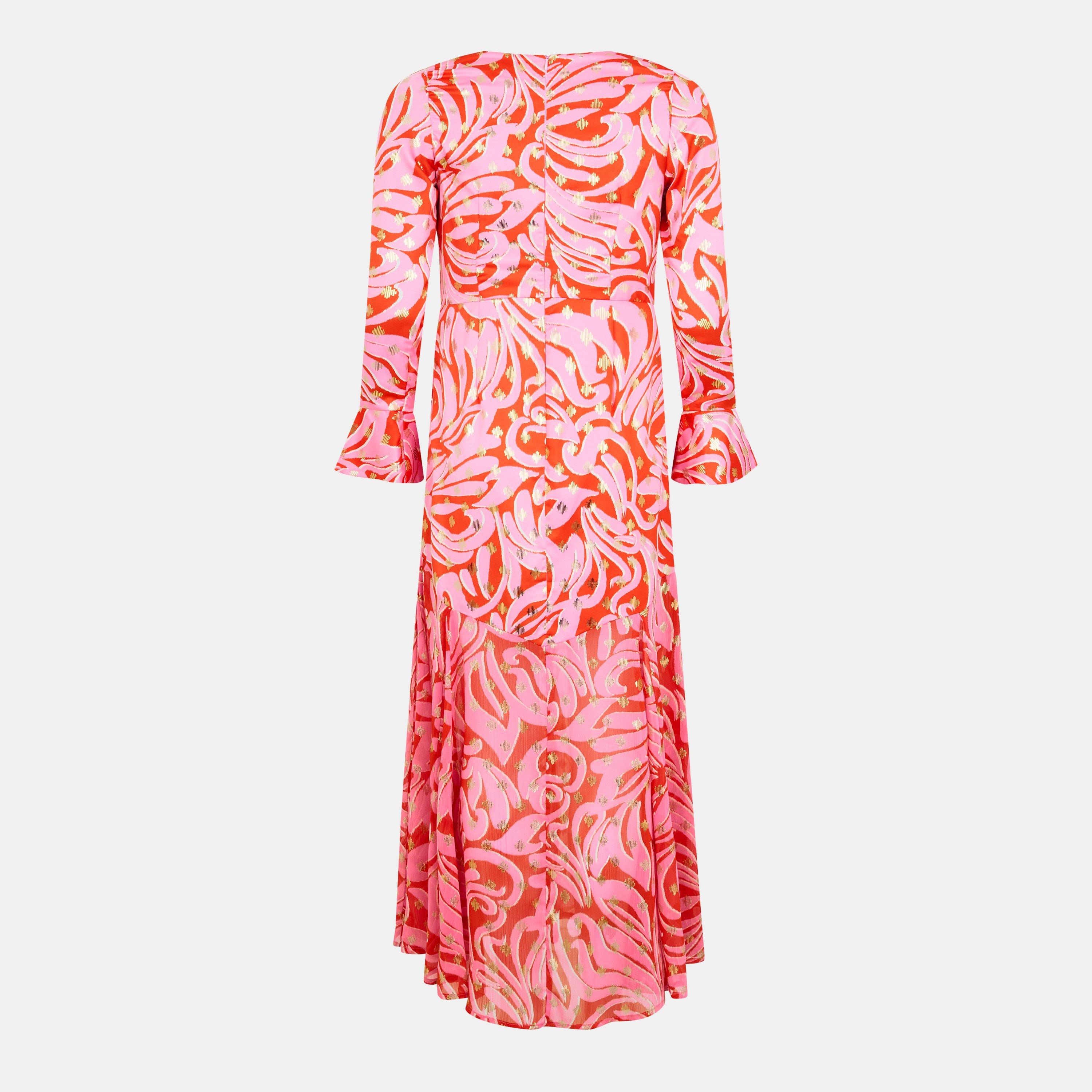 strapless open back dress Pink and Red Dress  Quiwi House