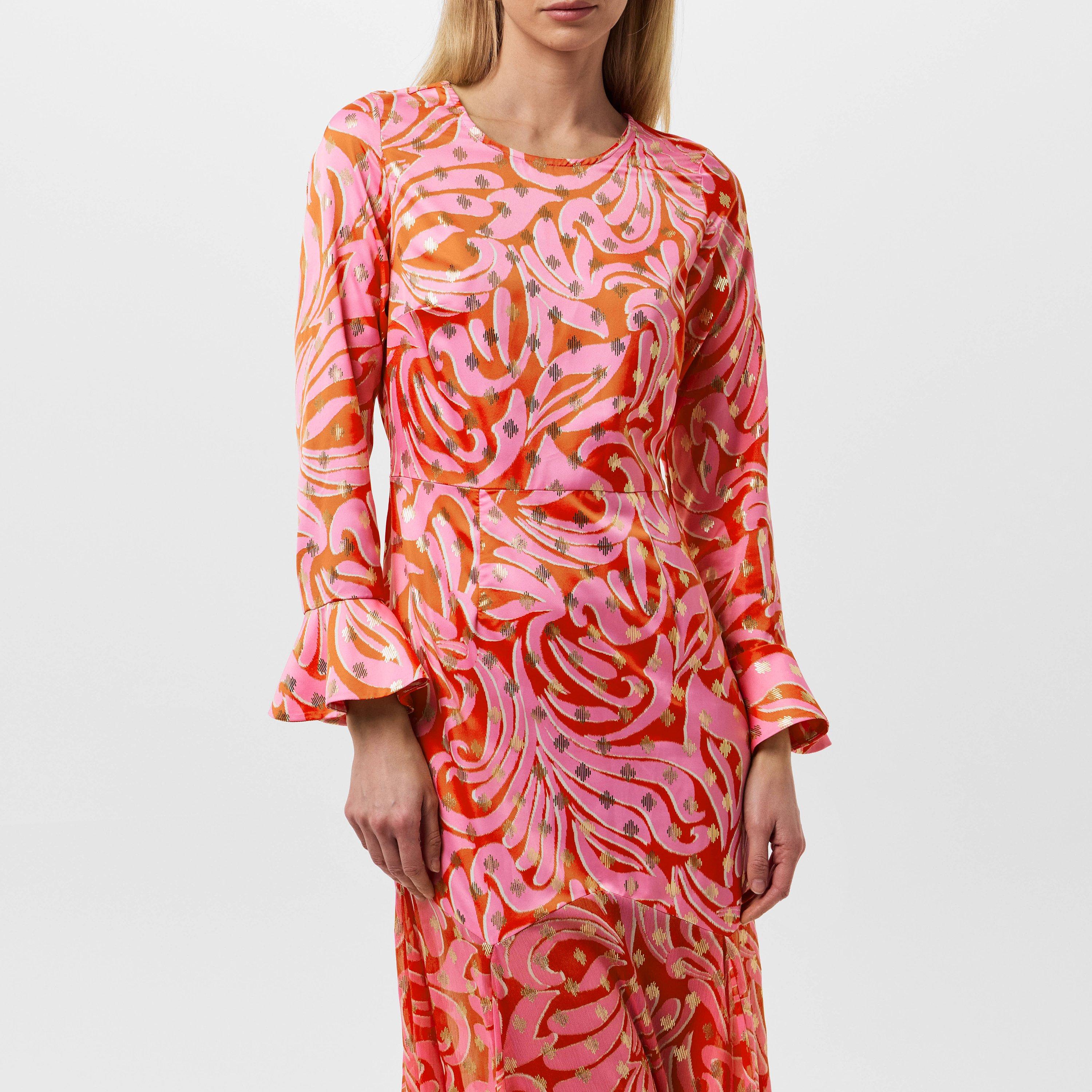 Pink/Red - Never Fully Dressed - Women's Eliza Swirl A-Line Dress - 3