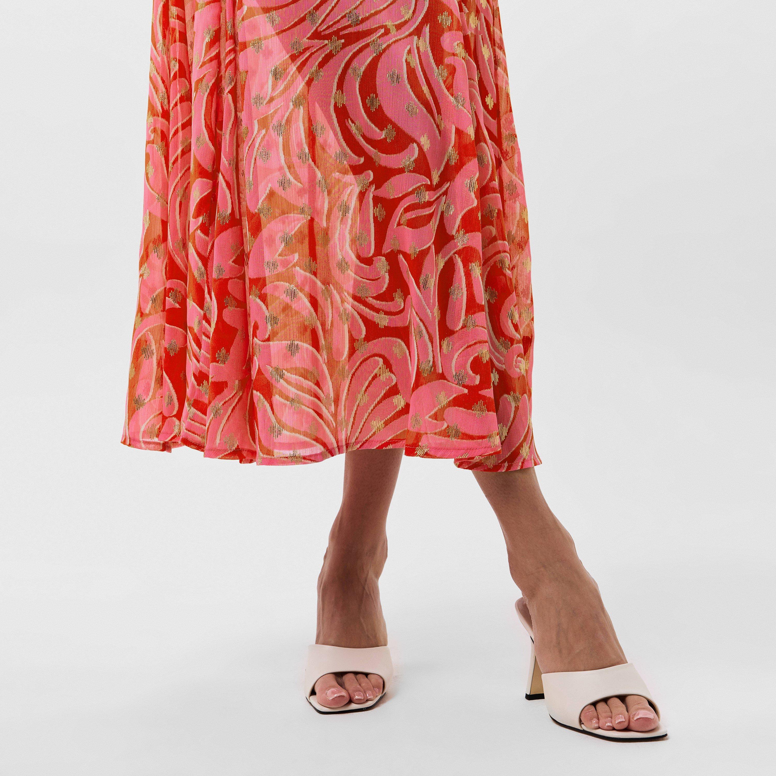 Pink/Red - Never Fully Dressed - Women's Eliza Swirl A-Line Dress - 5