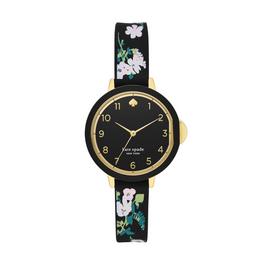 Kate Spade New York Park Row Three Hand Black Floral Silicone Watch KSW1731