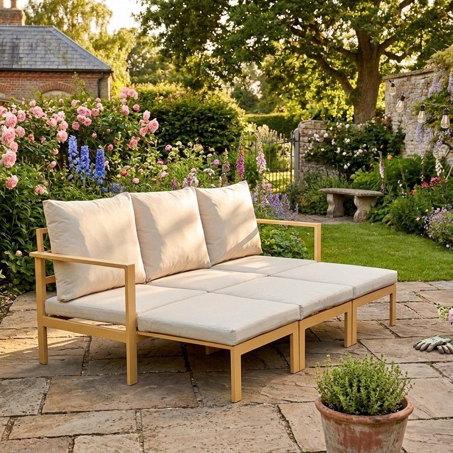 Black/Grey - Linea - Extendable Garden Sofa Set - 1