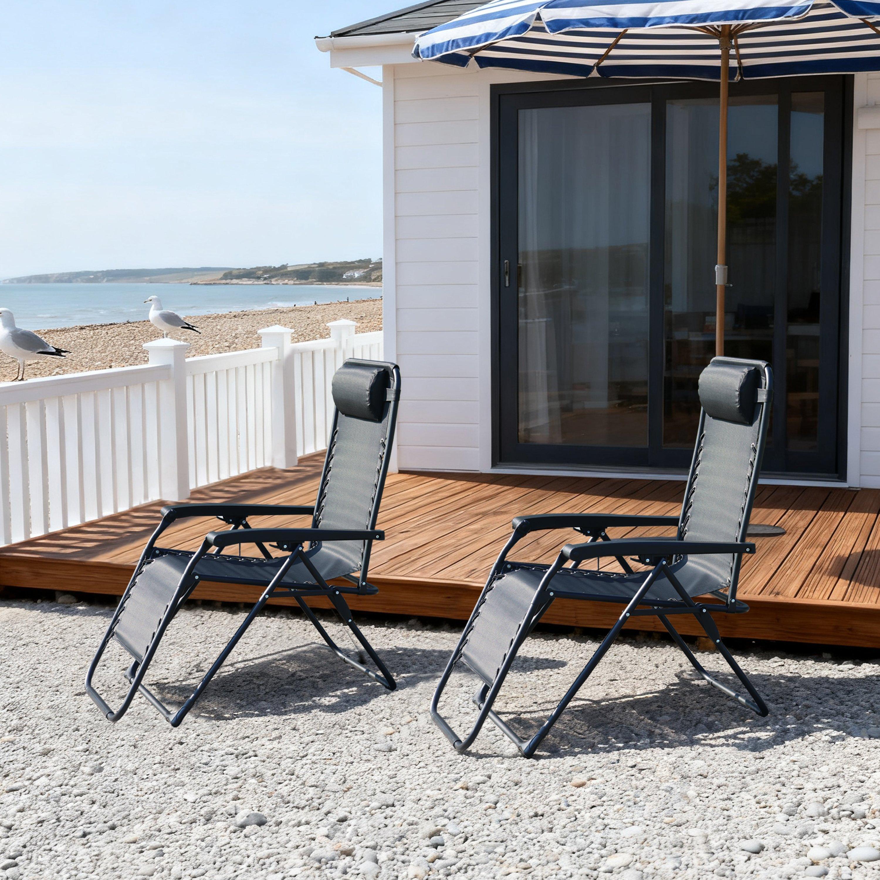 Black - Linea - Reclining Steel Frame Mesh Garden Chairs - 1
