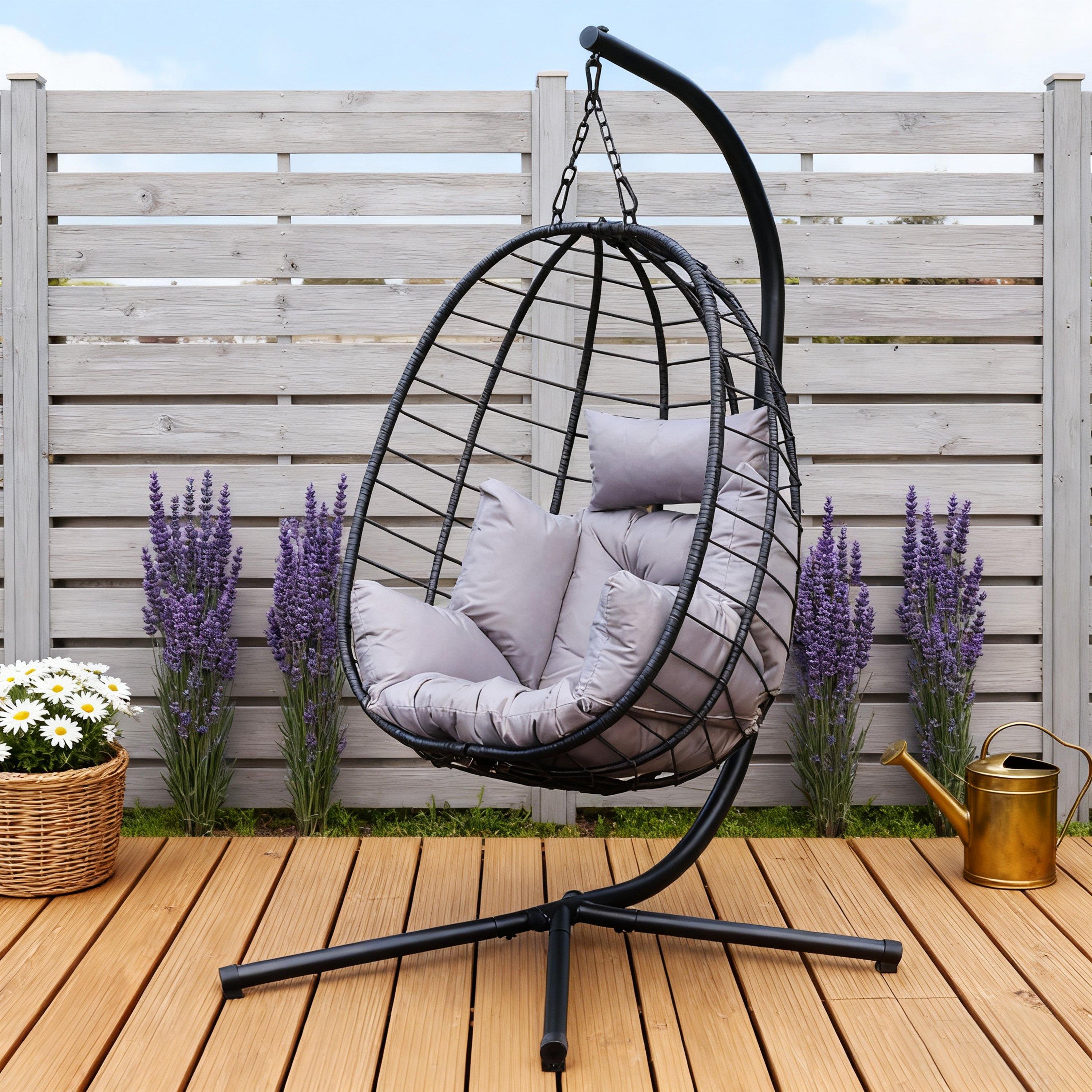 Linea  Hanging Egg Chair - Grey/Black