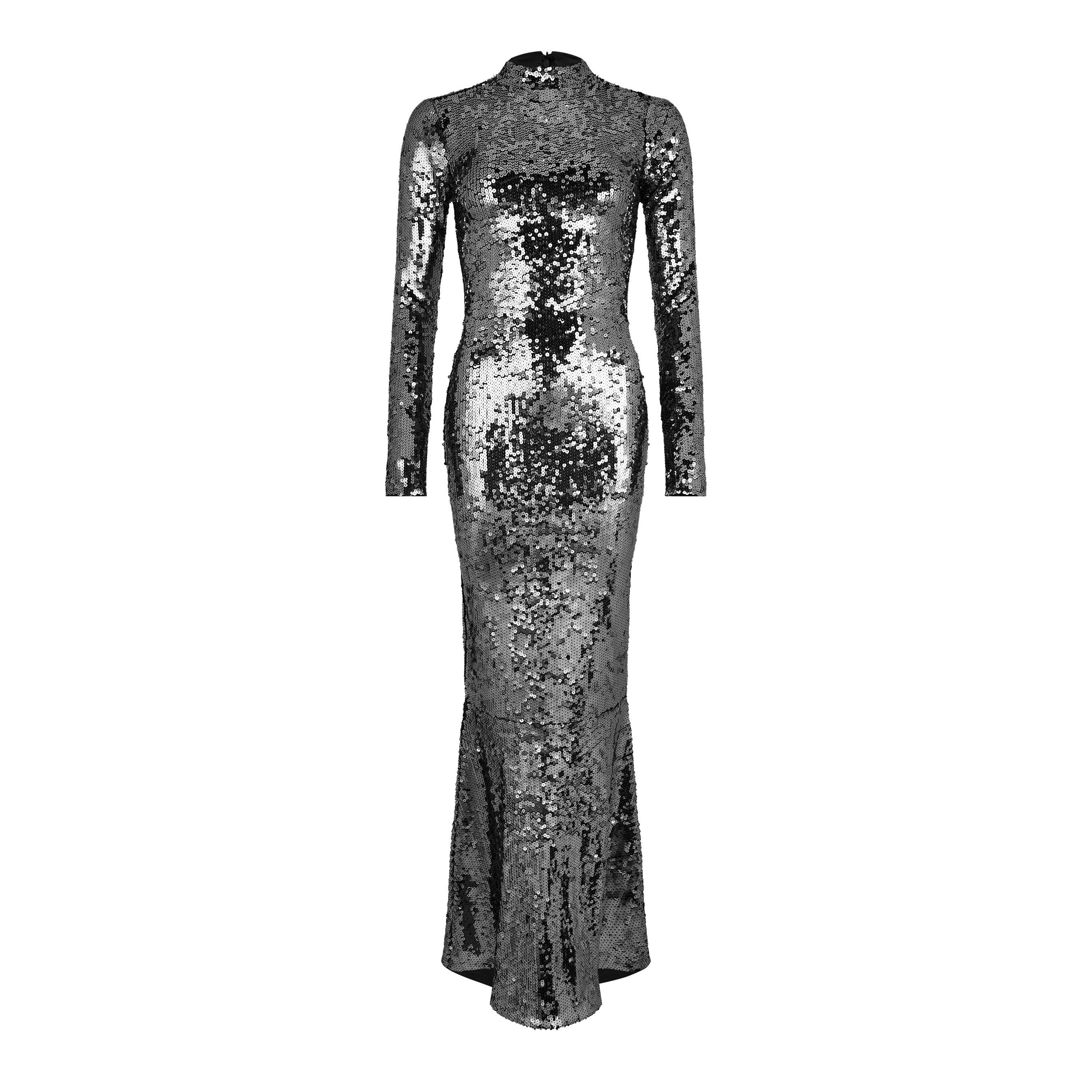Gunmetal 001 - Good American - Women's Sequin Maxi Dress - 5