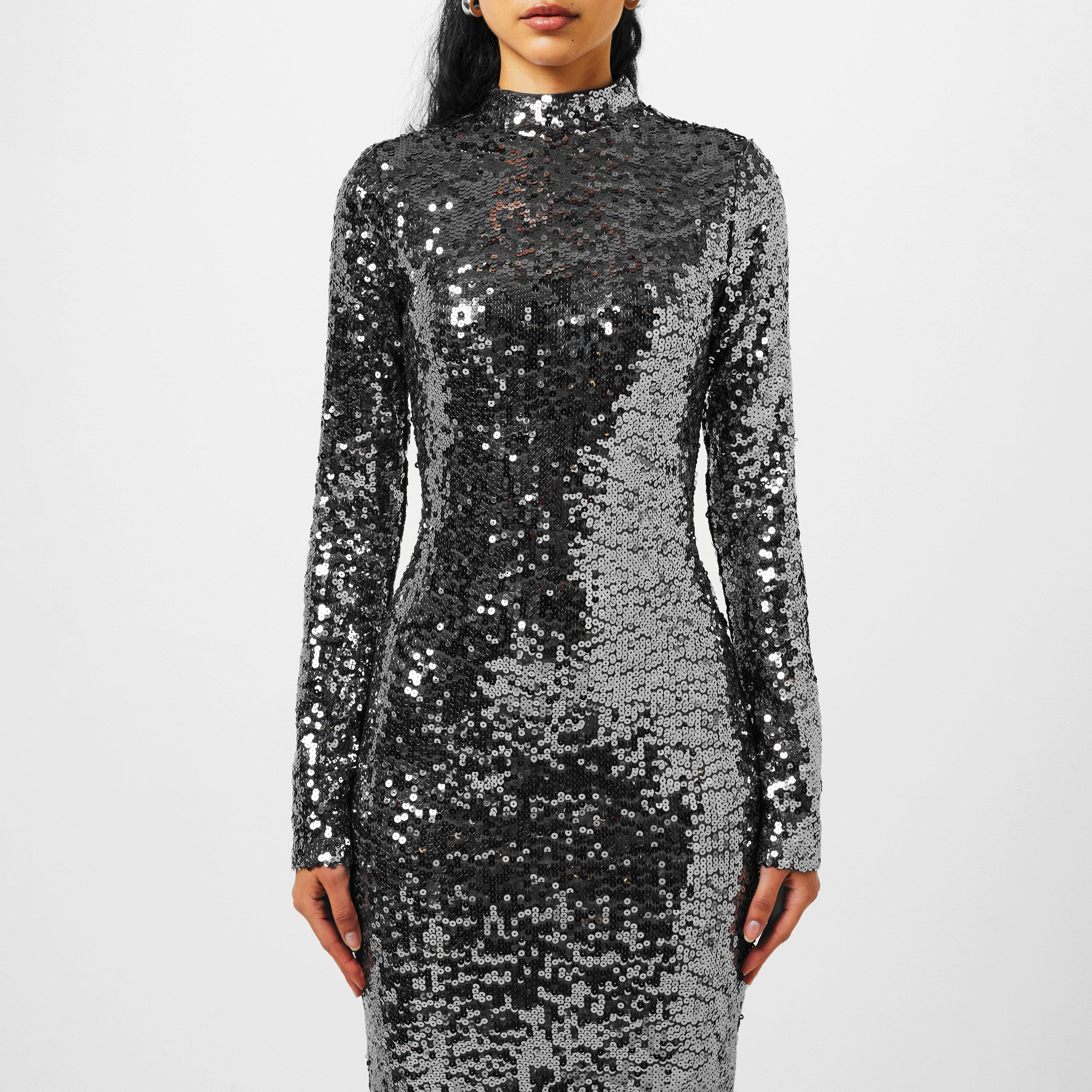 Gunmetal 001 - Good American - Women's Sequin Maxi Dress - 4