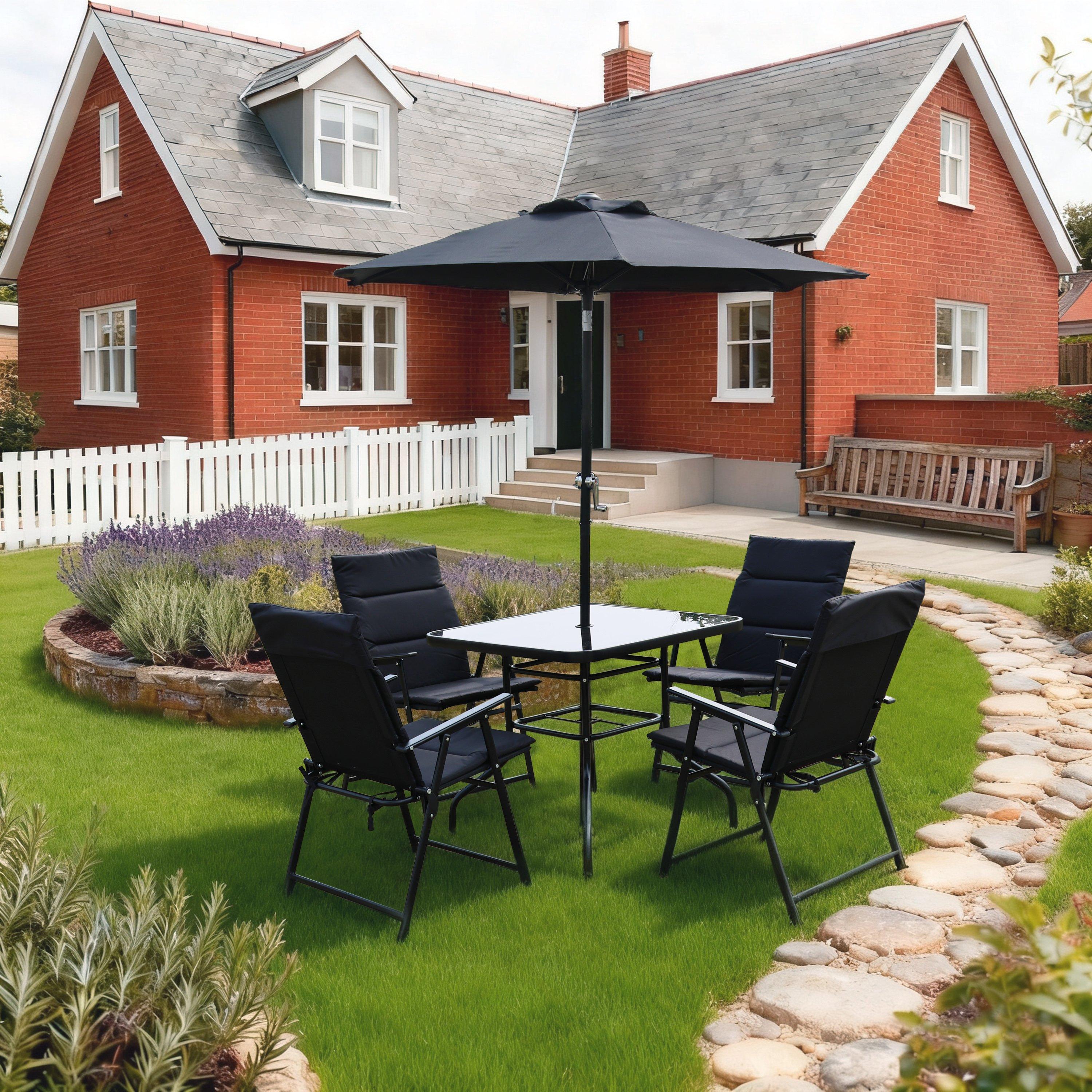 Anthracite - Linea - 5-Piece Glass Top Weather Resistant Garden Furniture Set - 1