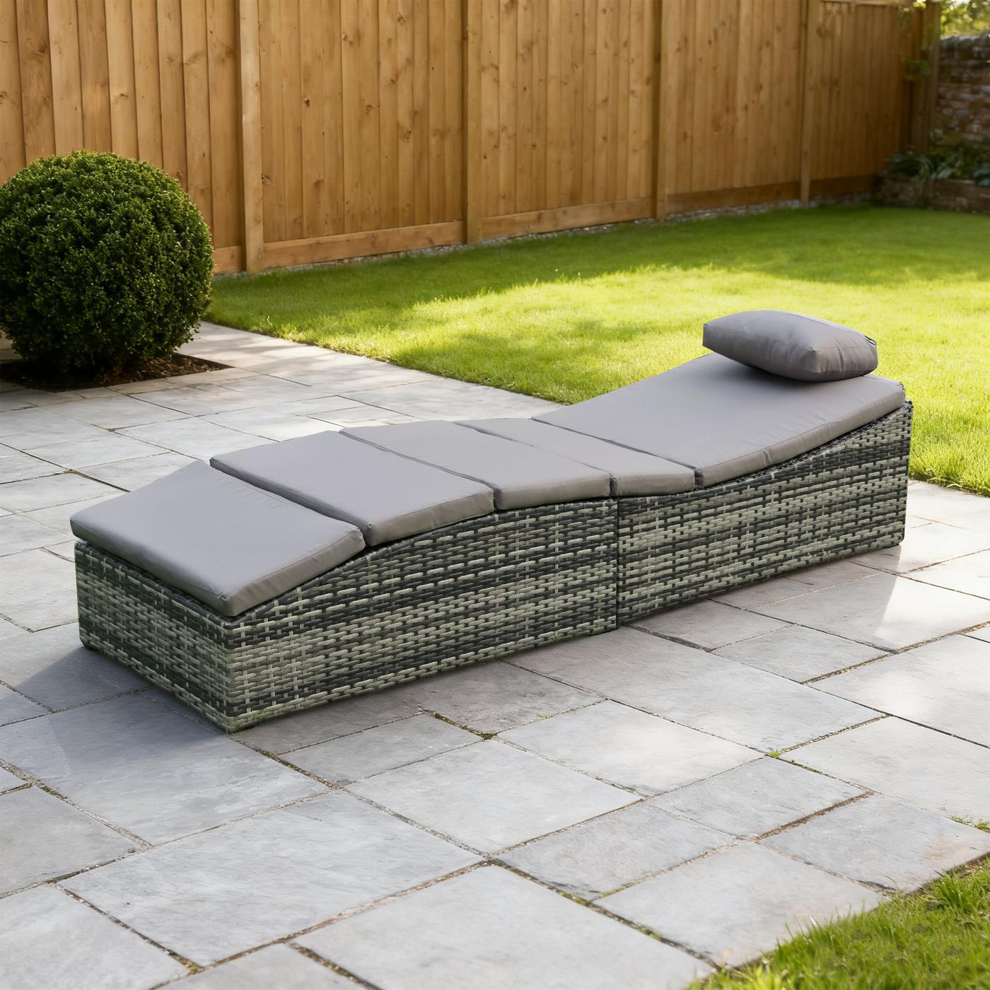 Linea Modern Rattan Weather Resistant Outdoor Sun Lounger