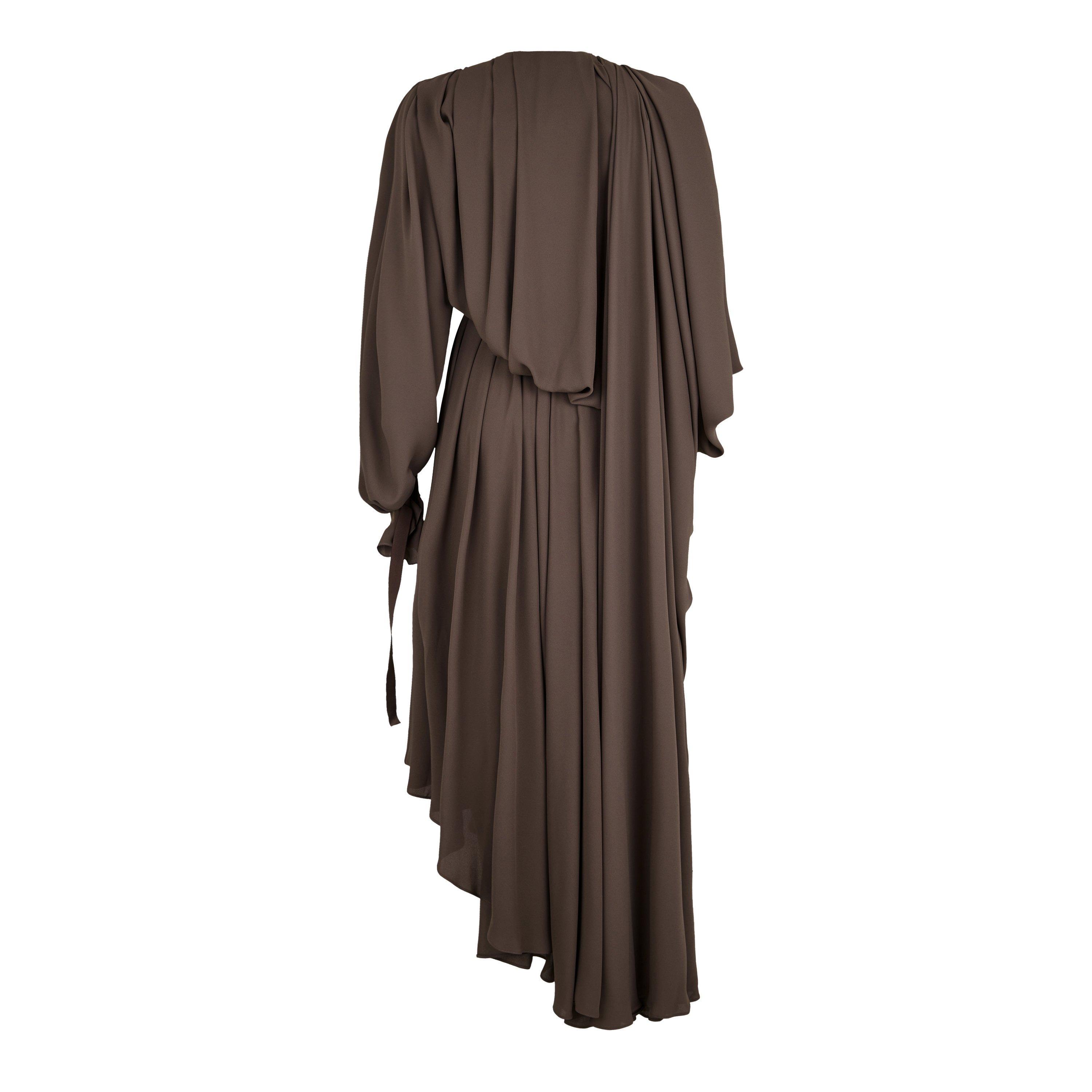 Taupe - Balenciaga - V Neck Draped Maxi Dress - 6