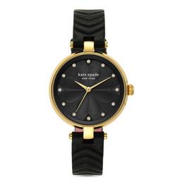 Kate Spade New York Annadale Three Hand Matte Black Leather Watch KSW1546