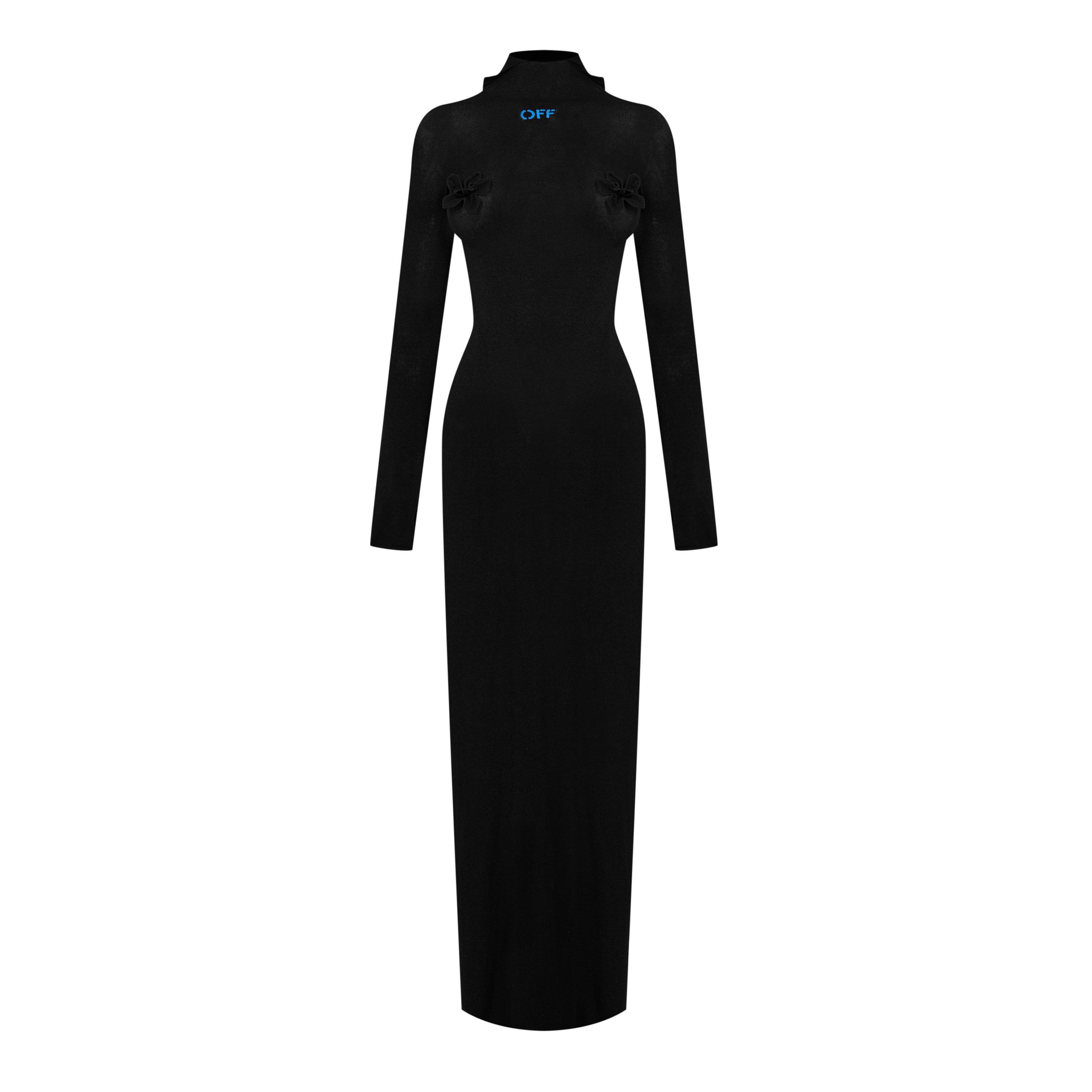 Off White Women's Embroidered Floral Long Sleeve Maxi Dress - Black/Blue - 44