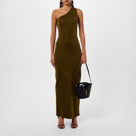 Saint Laurent One Shoulder Silk Dress