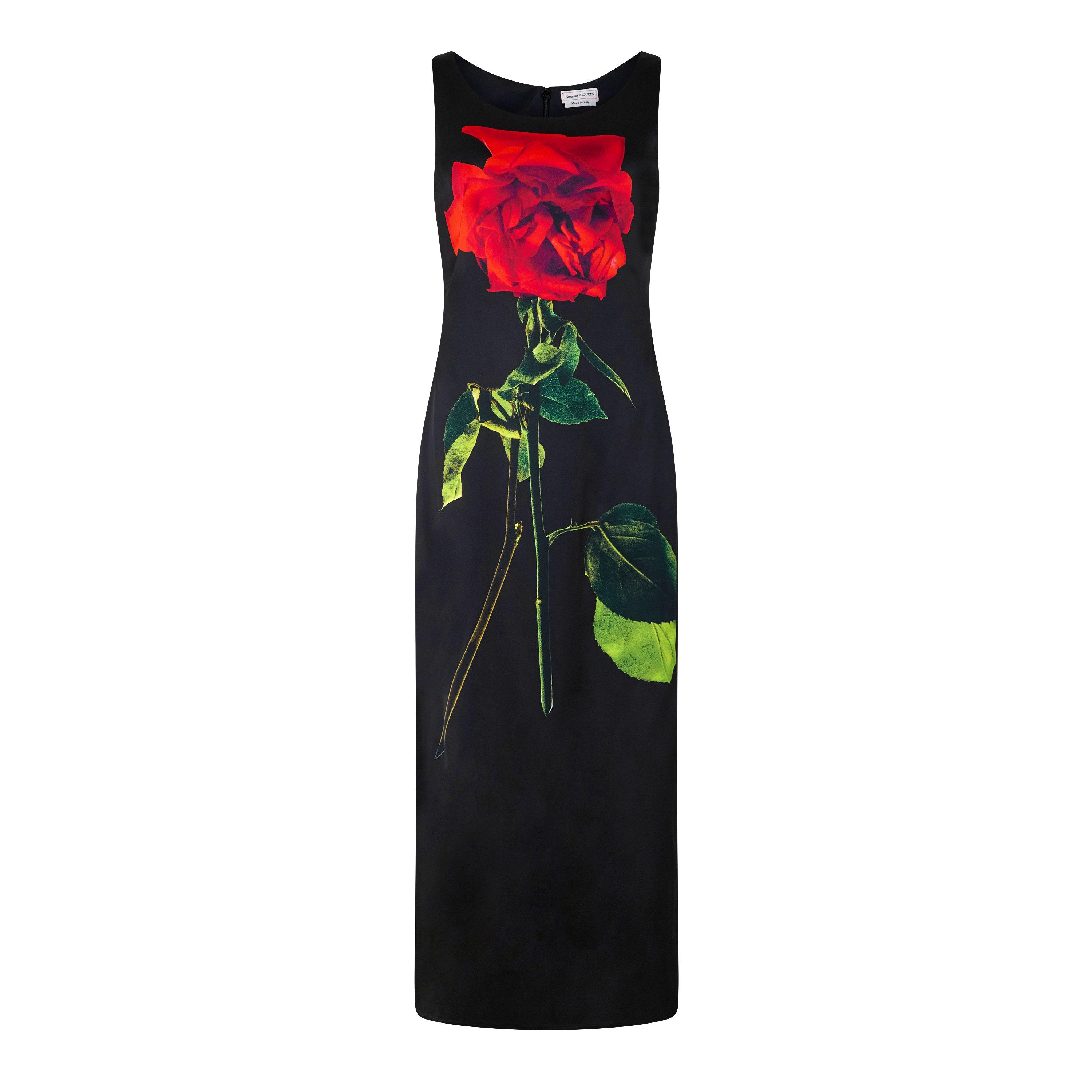Black - Alexander McQueen - Floral Silk Satin Gown - 5