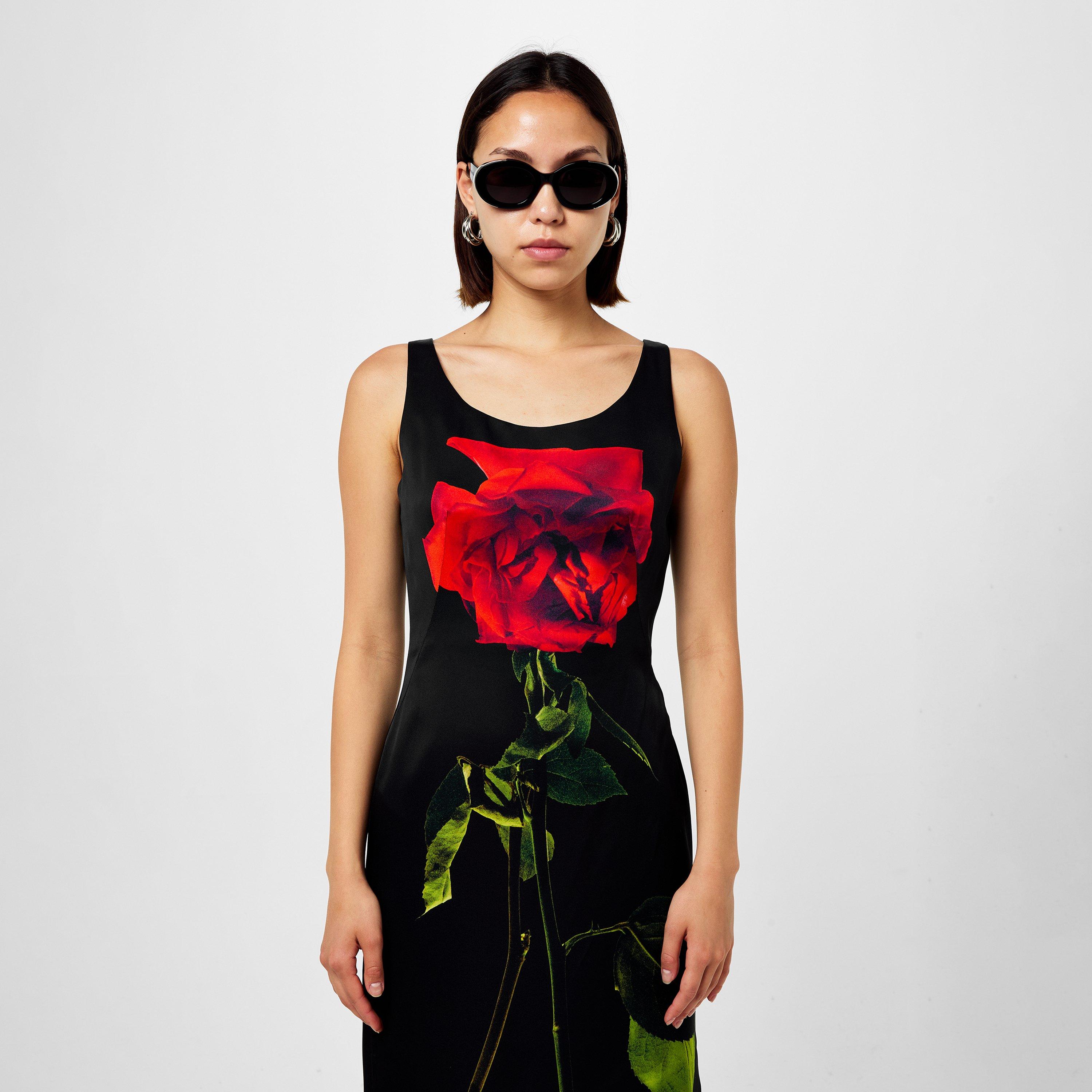 Black - Alexander McQueen - Floral Silk Satin Gown - 4