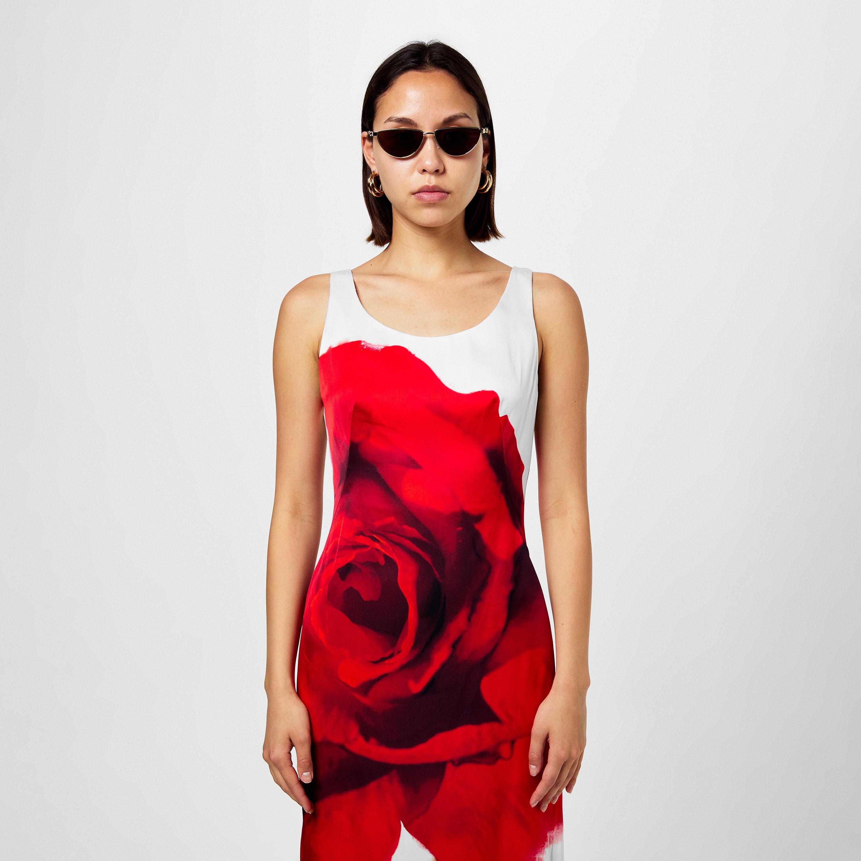 White - Alexander McQueen - Bleeding Rose Pencil Dress - 4