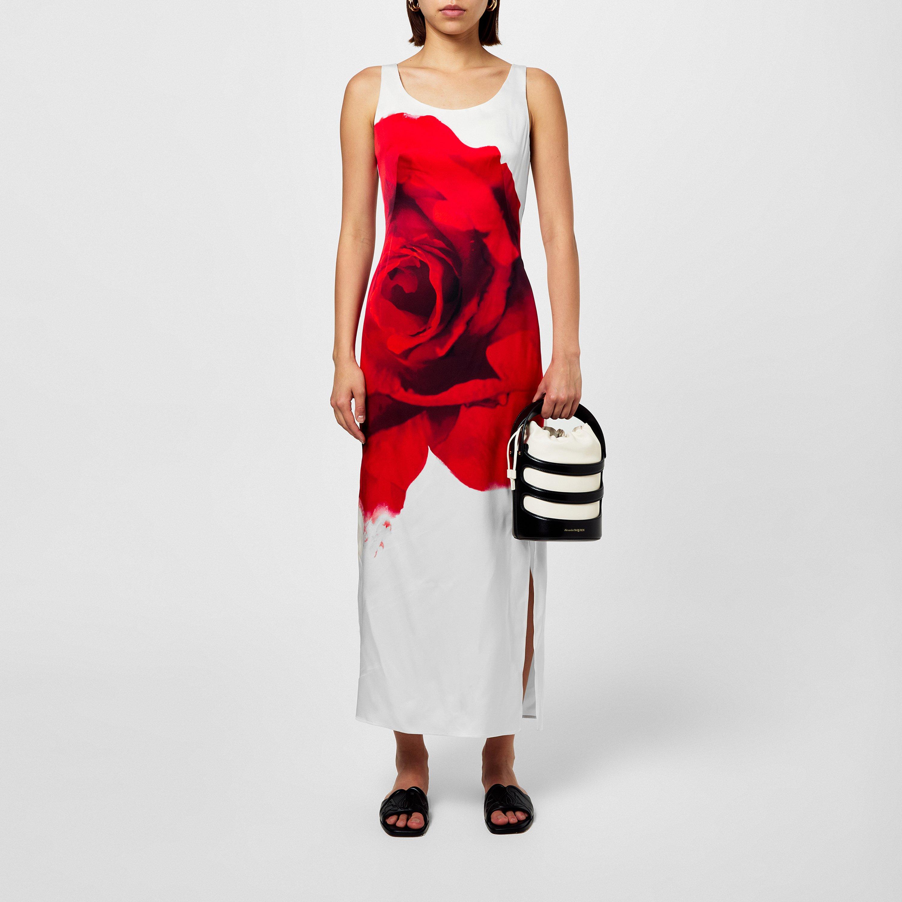 White - Alexander McQueen - Bleeding Rose Pencil Dress - 5