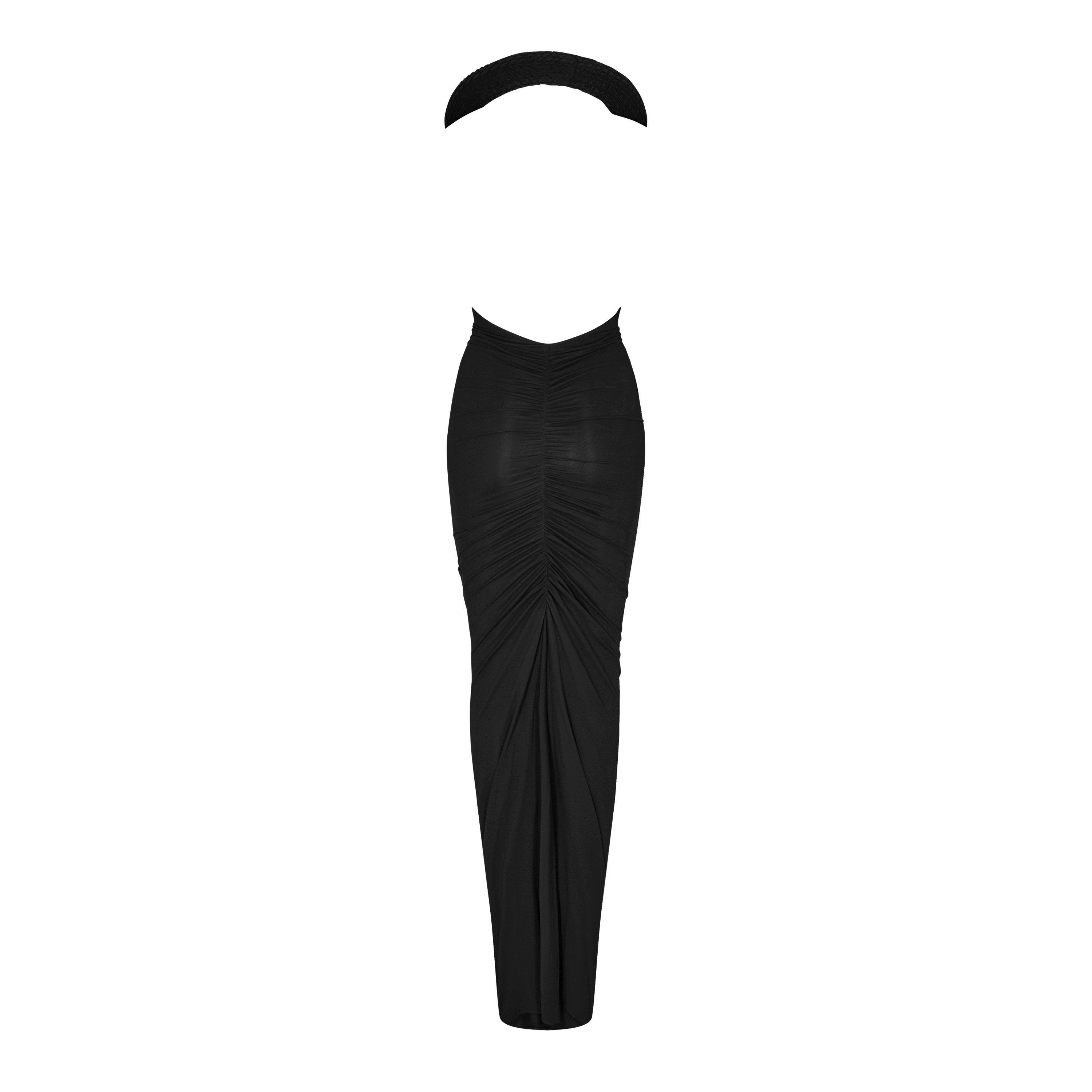 Black - Off White - Women's  VI Tube Long Dress with Tubular Detailing - 5