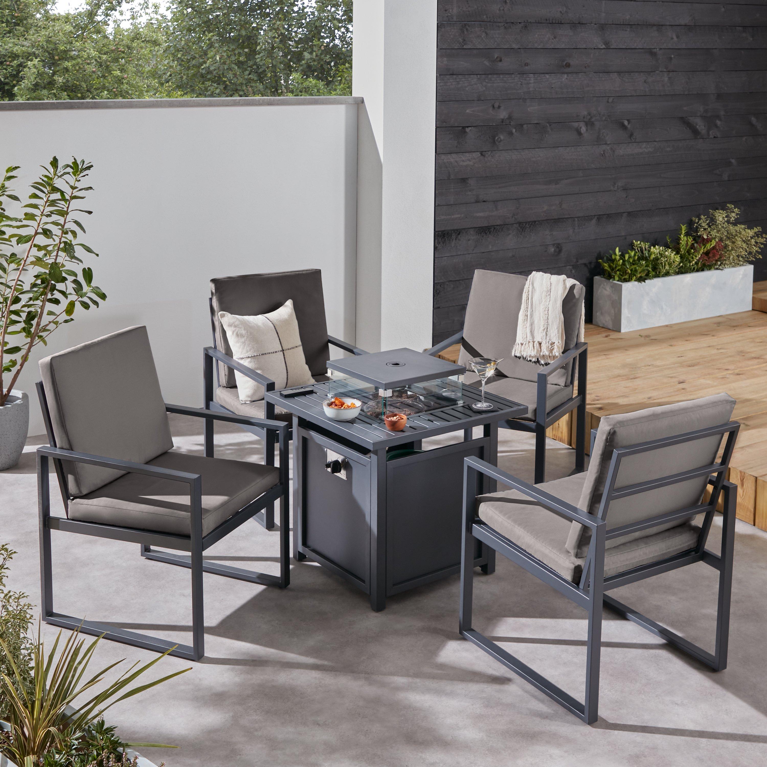 Black - Linea - Stockholm Firepit Table Conversation Set - 2