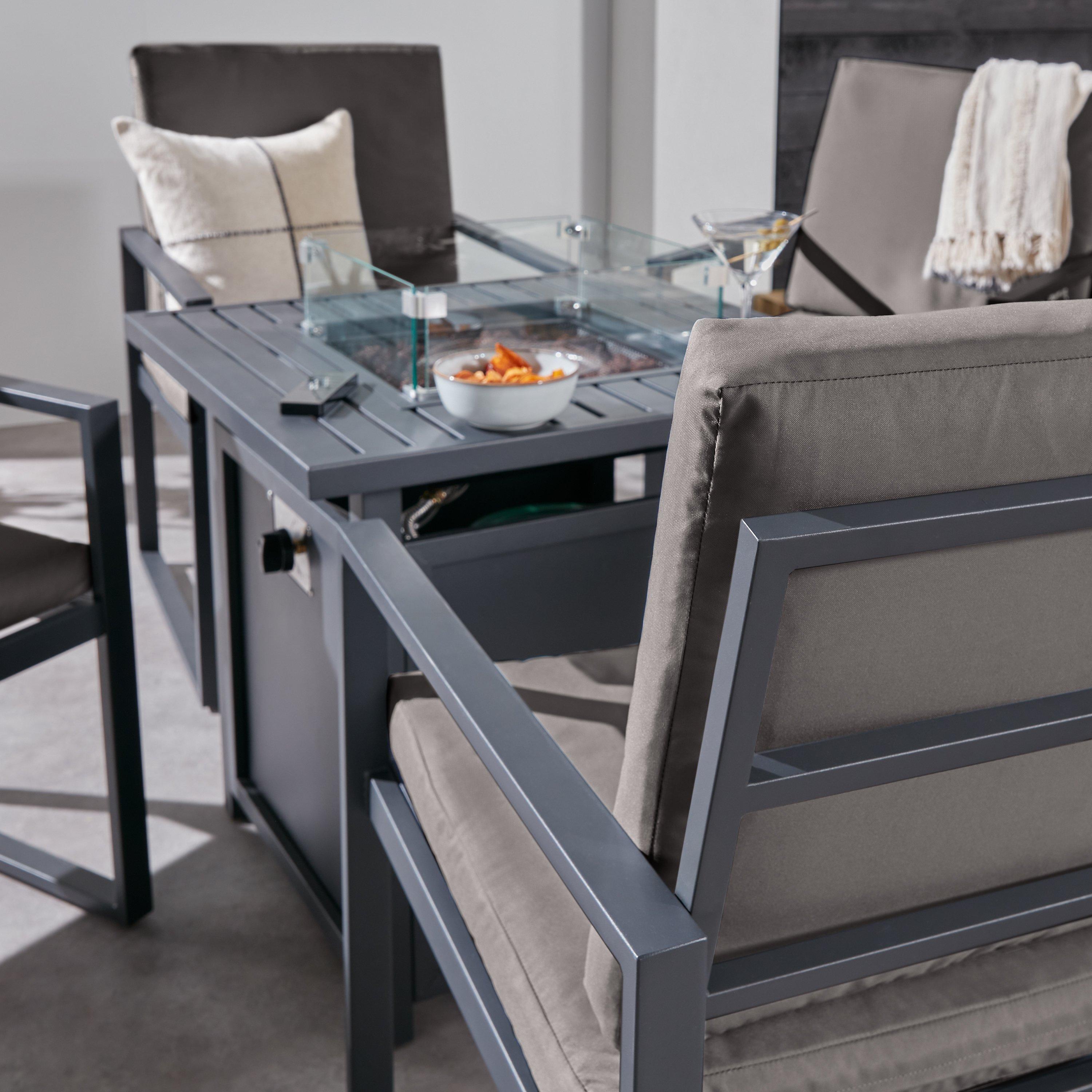 Black - Linea - Stockholm Firepit Table Conversation Set - 3