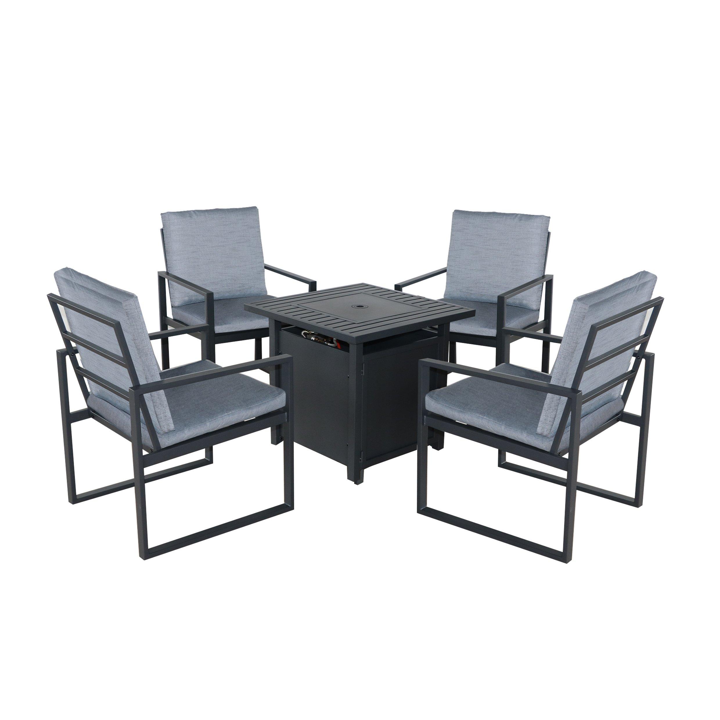 Black - Linea - Stockholm Firepit Table Conversation Set - 6