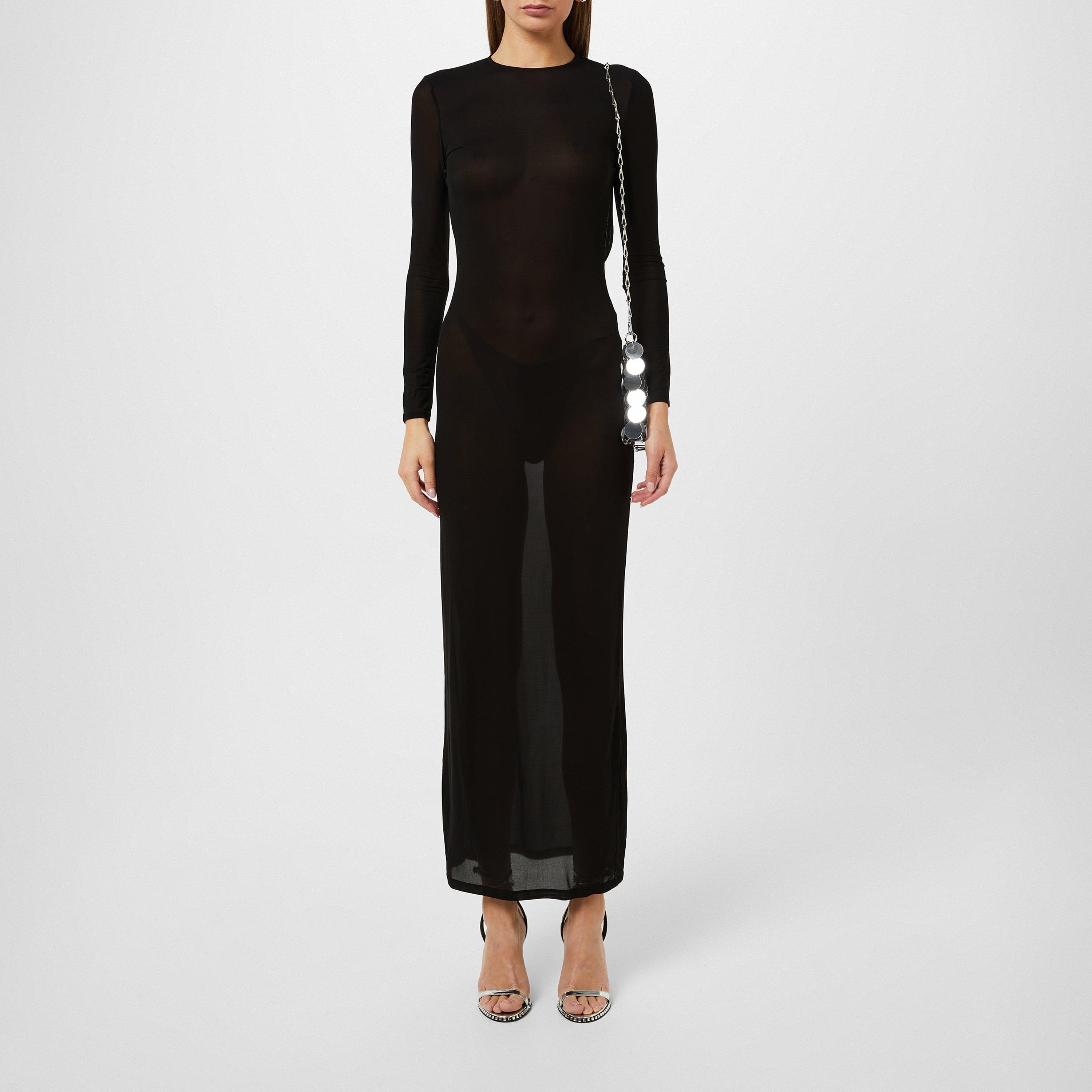 Black - Rabanne - Women's Long-Sleeve Sheer Maxi Dress - 1