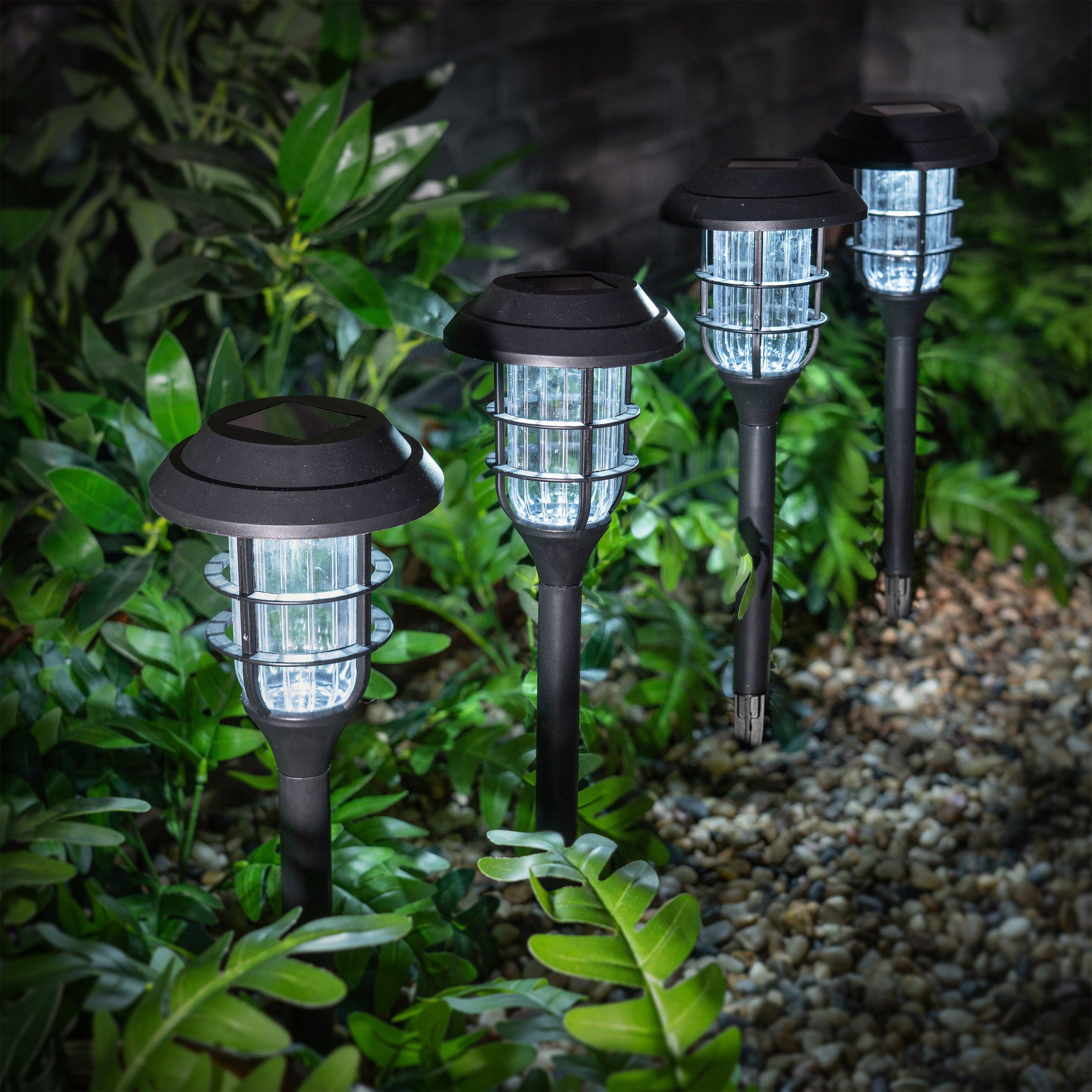 Linea of 4 Large Solar Lantern Stake Lights