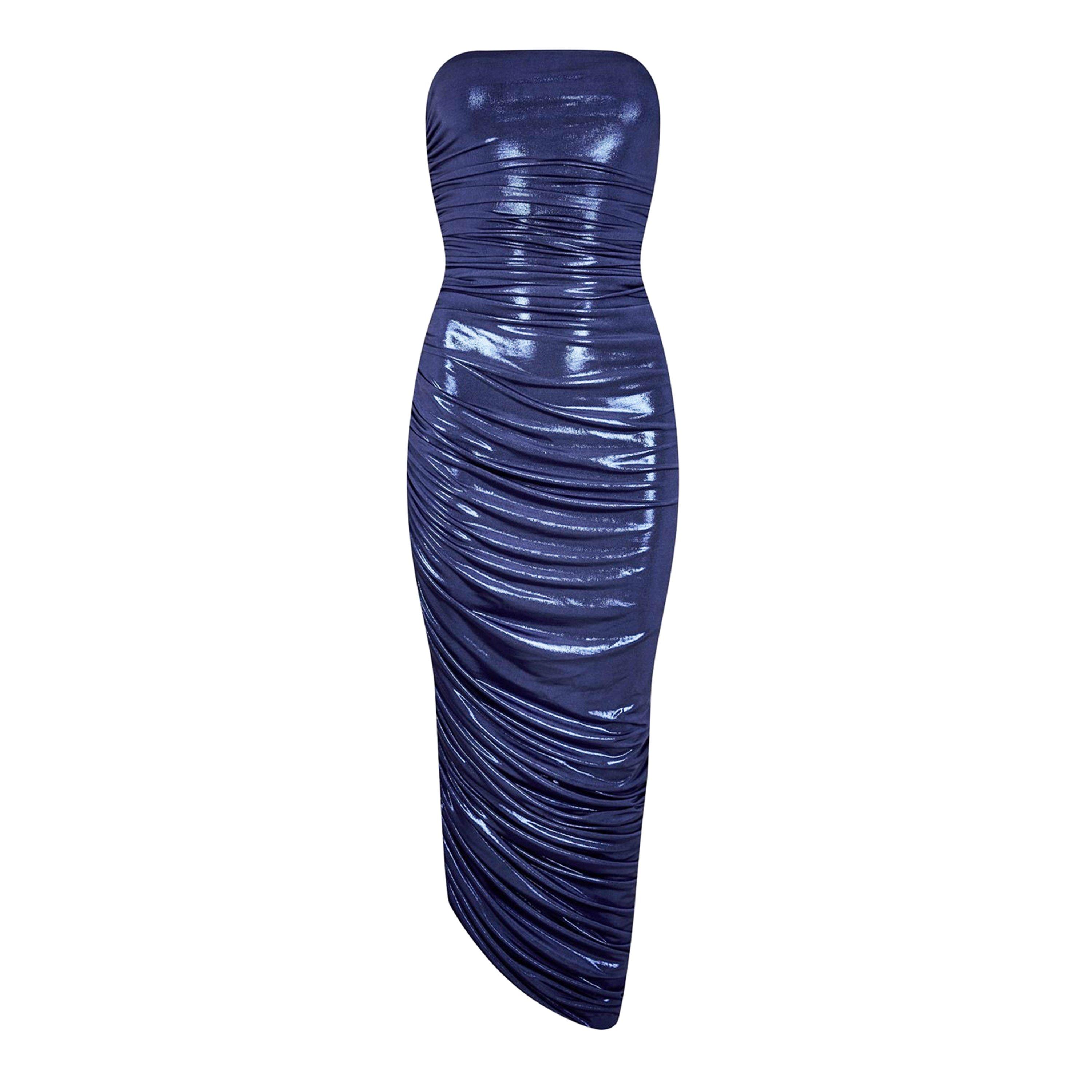 Military Blue - Norma Kamali - Women's Strapless Diana Maxi Dress - 5