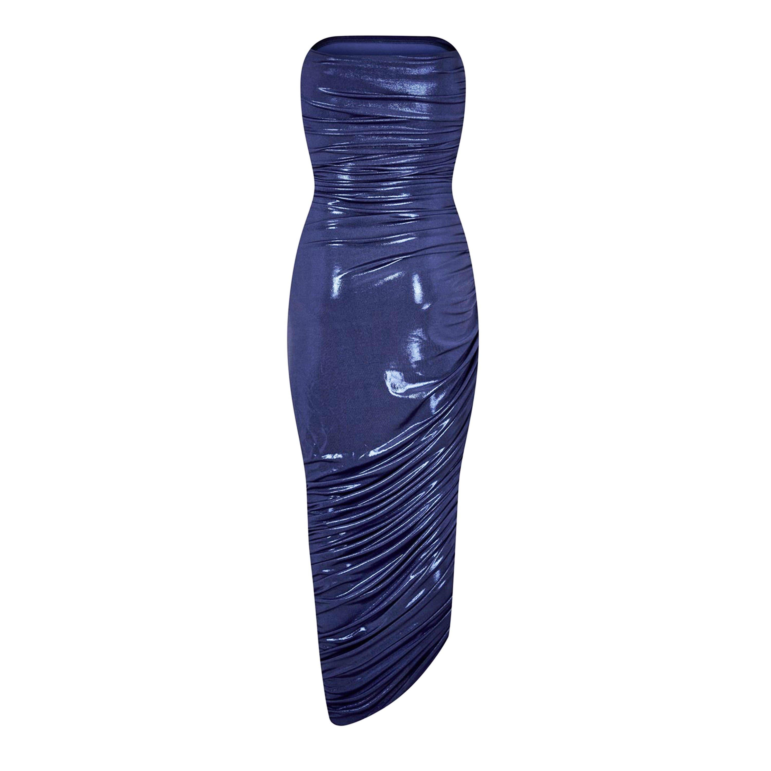 Military Blue - Norma Kamali - Women's Strapless Diana Maxi Dress - 6