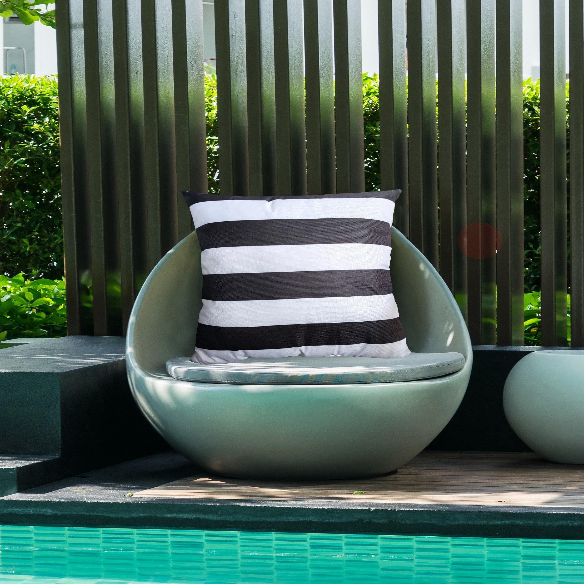 Black - Linea - Stripe 45 x 45cm Outdoor Cushion - 1