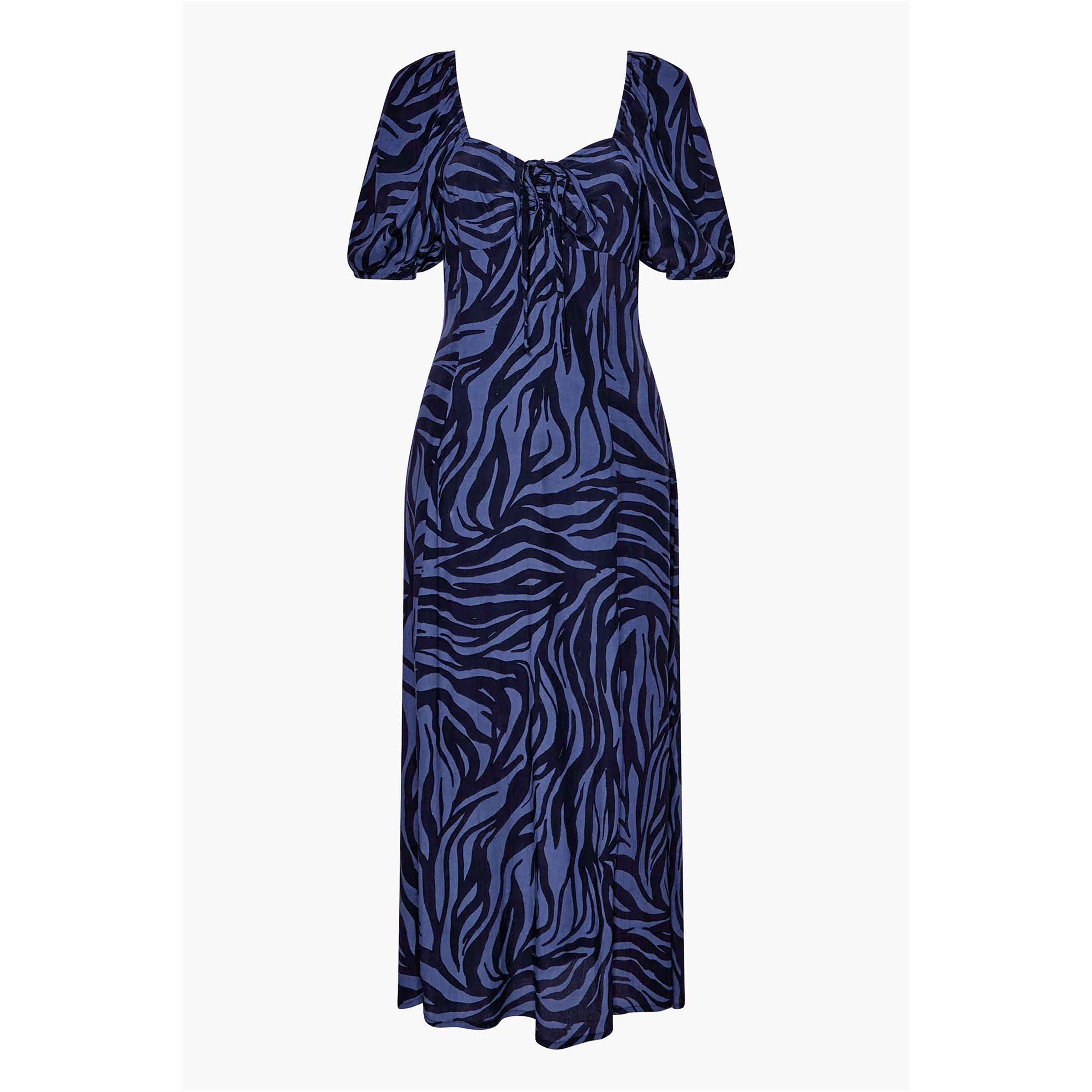 Nightshade/Slat - Great Plains - Women's Zebra Short-Sleeve Maxi Dress - 1