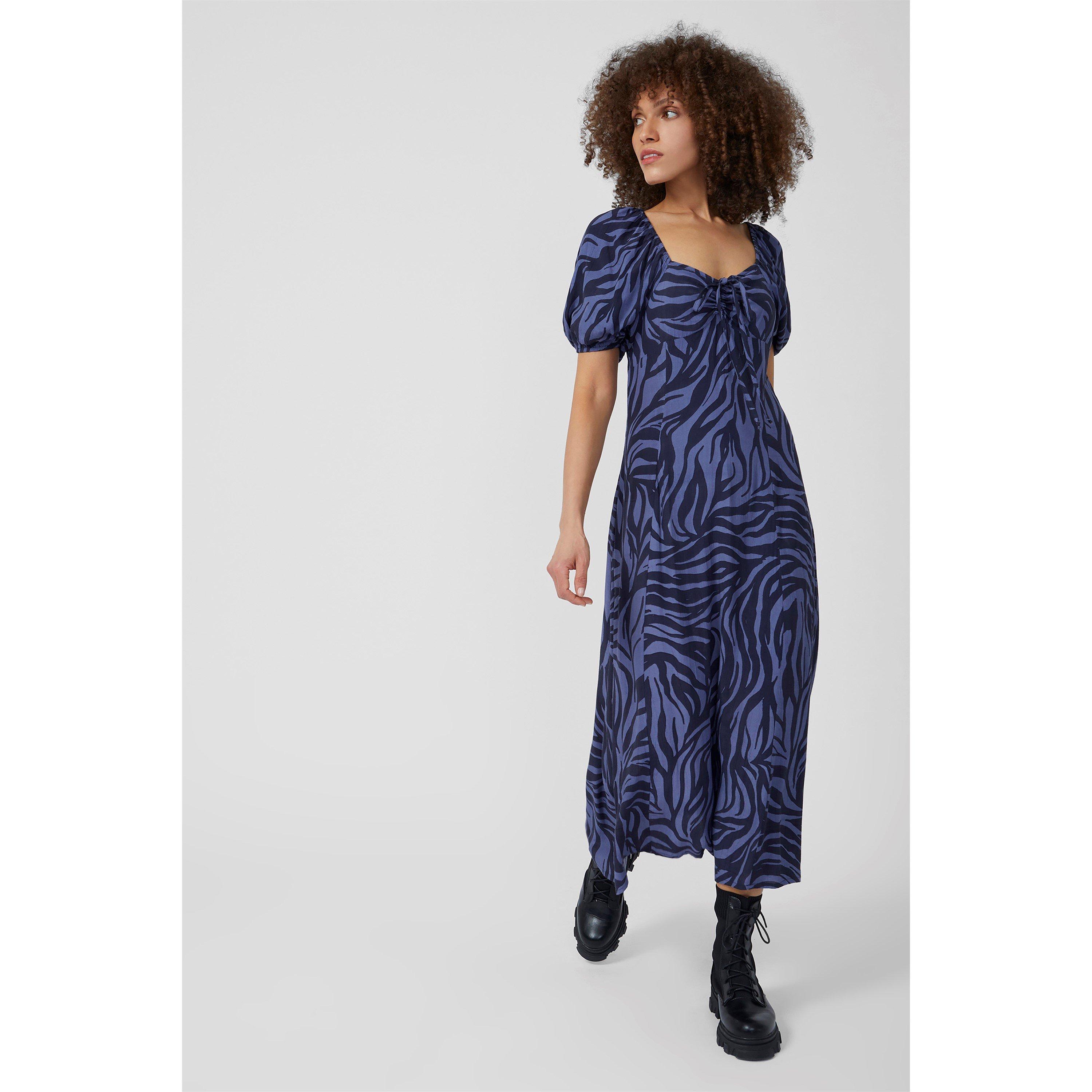 Nightshade/Slat - Great Plains - Women's Zebra Short-Sleeve Maxi Dress - 2