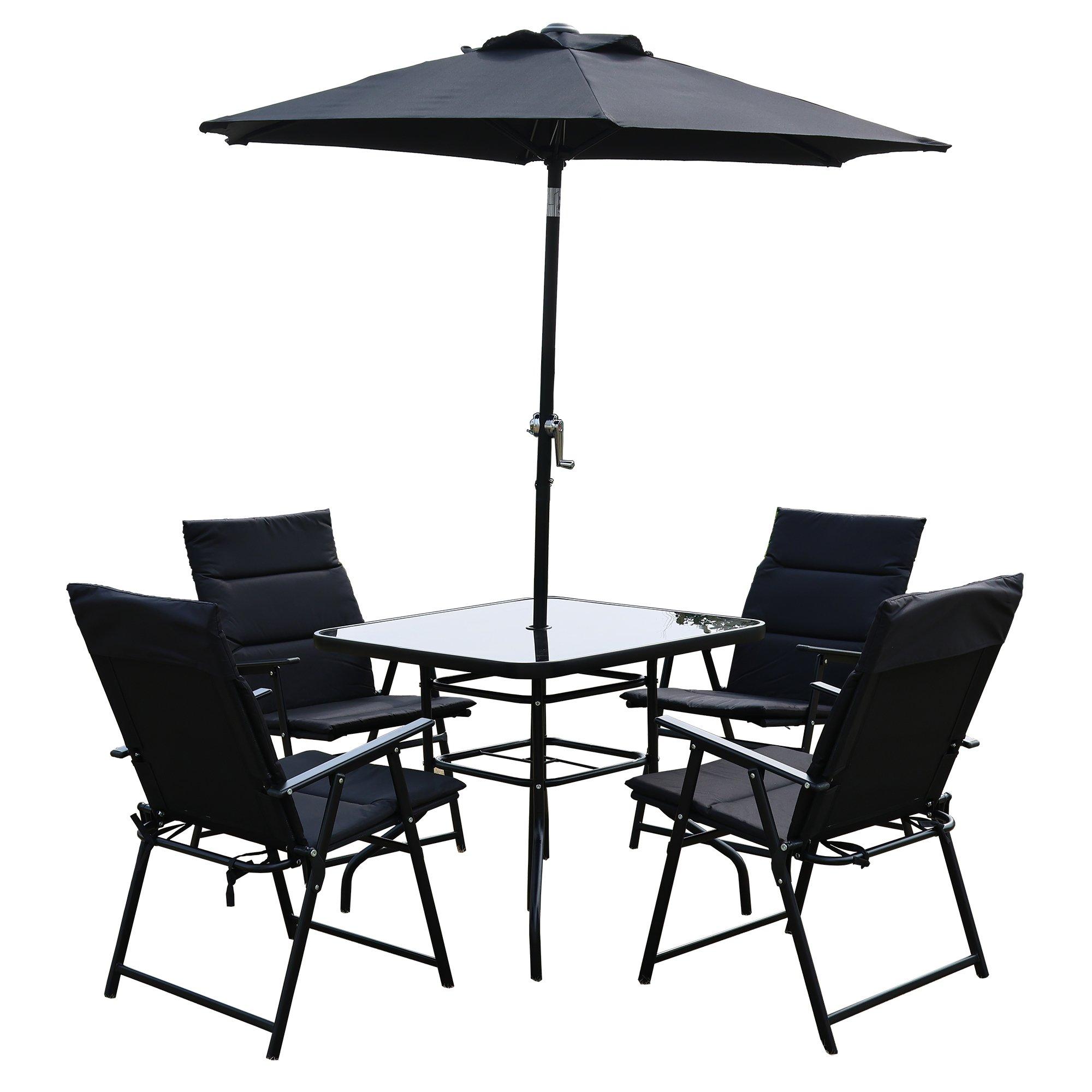 Anthracite - Studio - 6 Piece Steel and Textilene Folding Garden Dining Set - 2