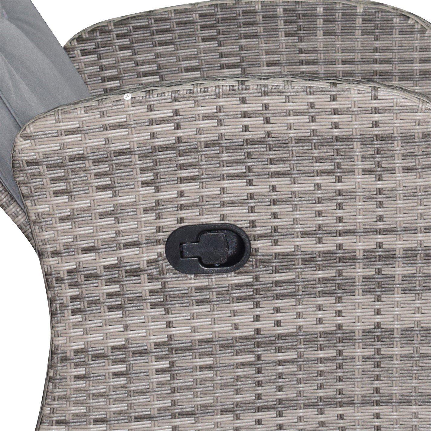 Grey - Linea - Panama Rattan Recliner 3 Piece Bistro Set - 6