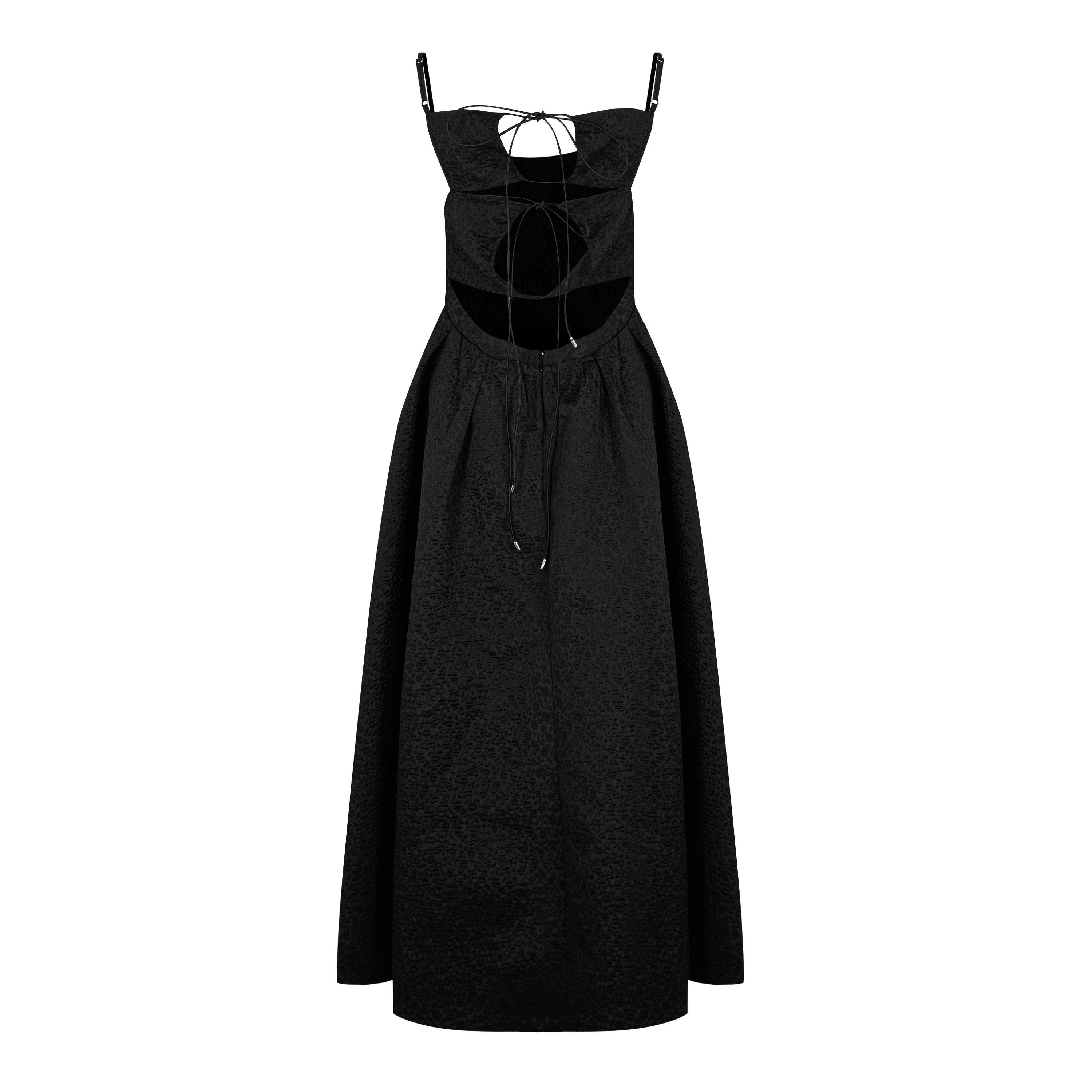 BLACK - Rachel Gilbert - Theo Gathered Midi Dress - 5