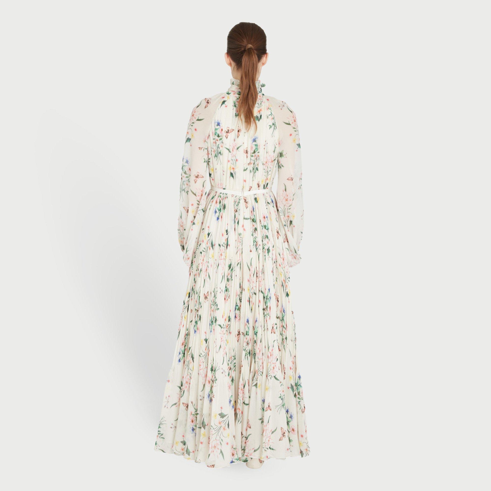 Ivory/Red - Giambattista Valli - Botanical Draped Dress - 2