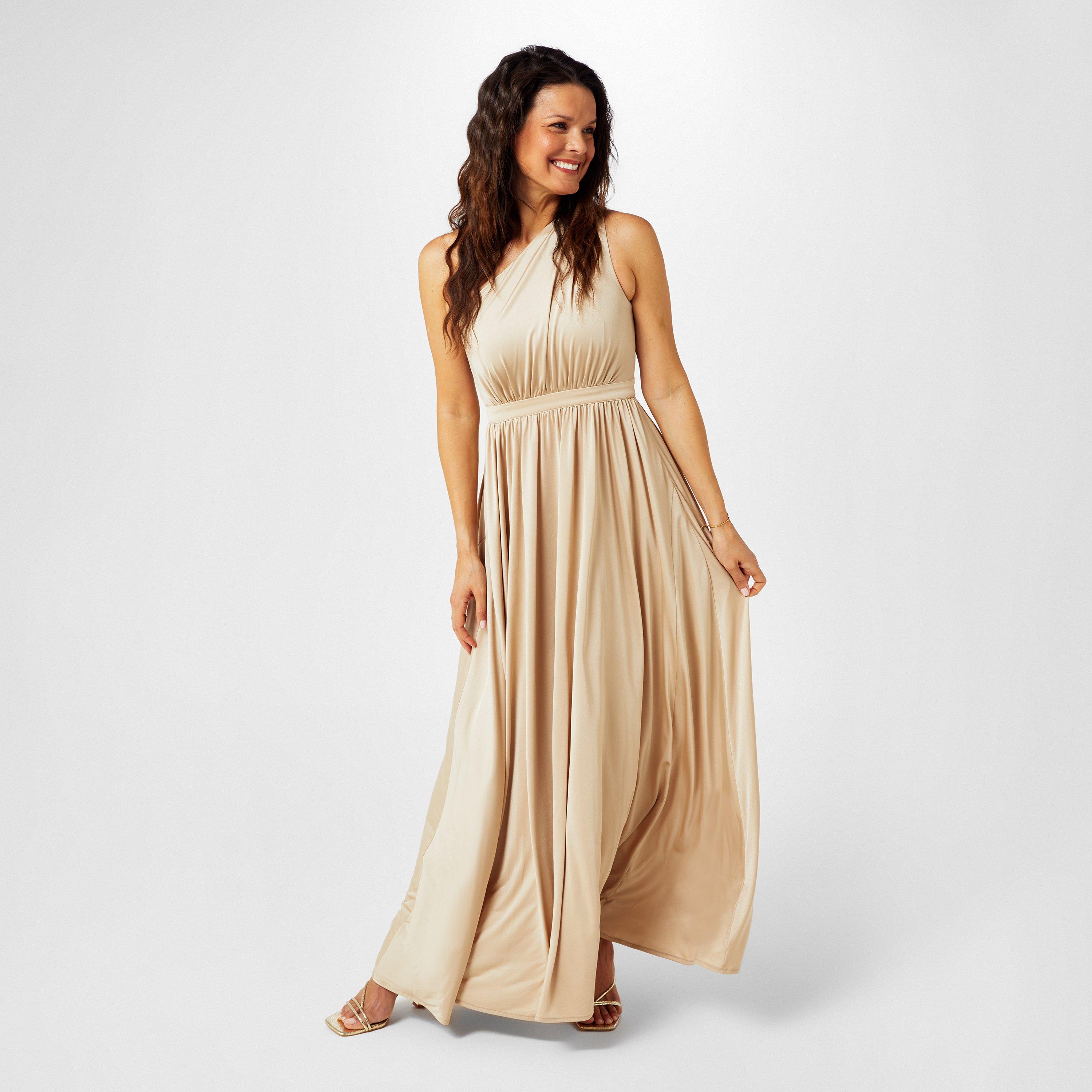 Champange - Biba - Bridesmaid One Shoulder Maxi Dress - 1